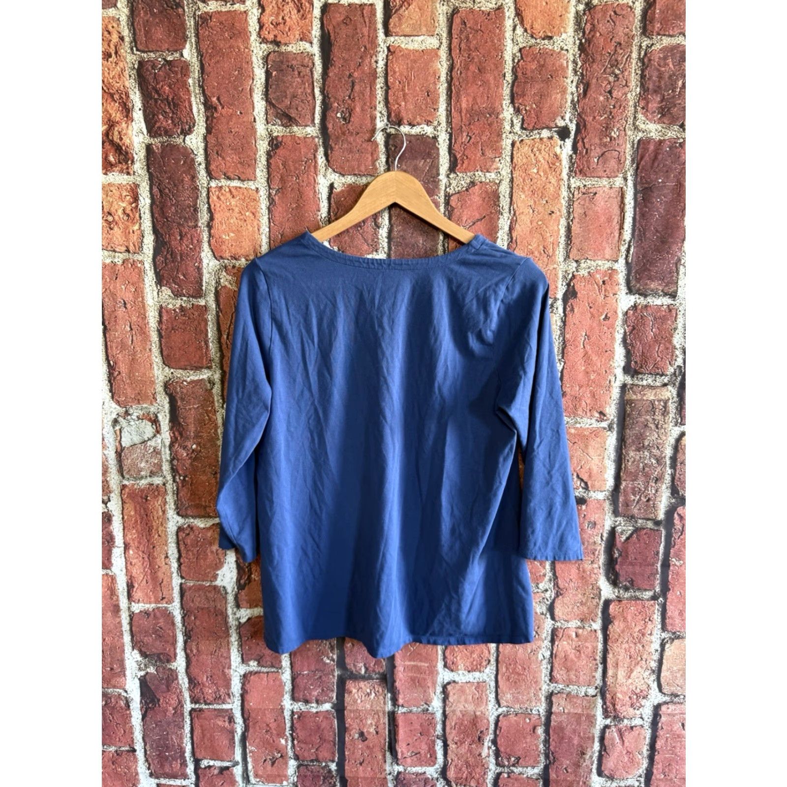 J. Jill J. Jill Womens T-Shirt Blue Forward Seam Long Sleeve Round Neck Size M Size M / US 6-8 / IT 42-44 - 2 Thumbnail