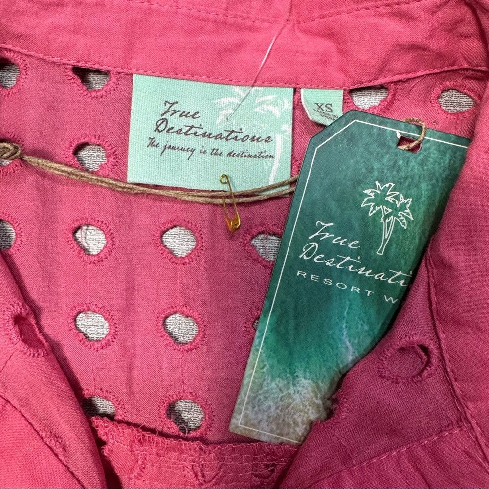 Other NWT New True Destinations Eyelet Long Sleeve Pink Cotton Sh Size XS / US 0-2 / IT 36-38 - 7 Thumbnail