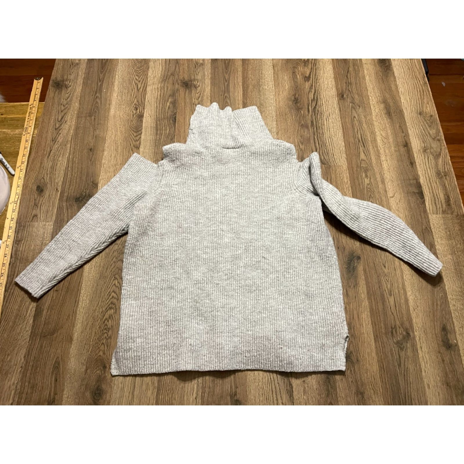 Vintage Lane Bryant Sweater Women 18/20 Gray Pullover Turtleneck Open Shoulder Knit Casual Fall Spring Summer Size XXL / US 16-18 / IT 52-54 - 2 Thumbnail