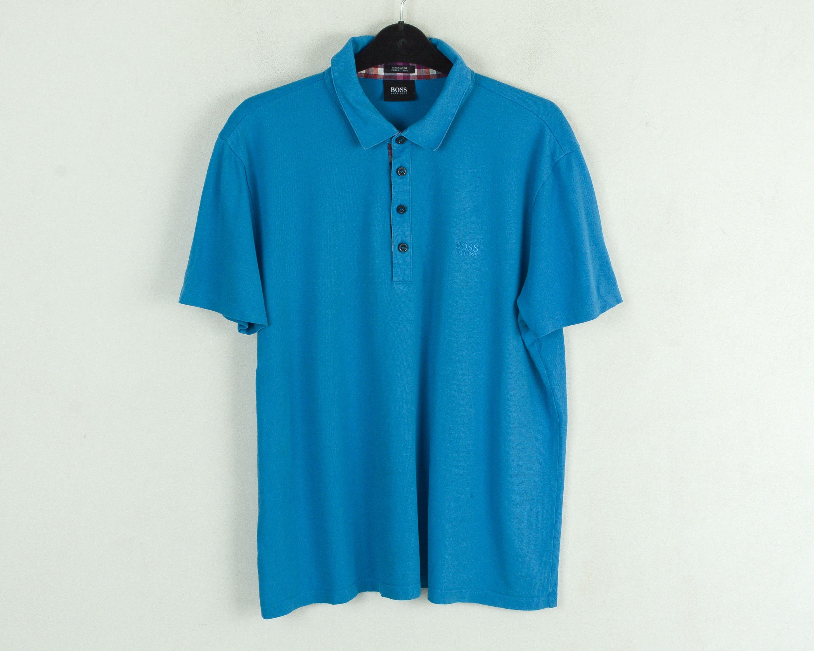 Hugo Boss HUGO BOSS Mens L Polo Shirt Short Sleeve Blue Summer Casual Size US L / EU 52-54 / 3 - 1 Thumbnail