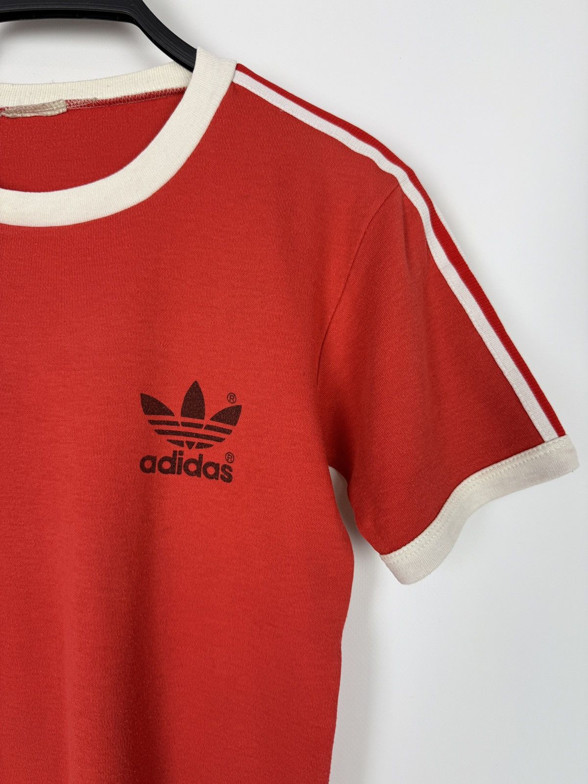 Adidas 1980s Vintage Adidas Trefoil Logo Striped Sleeve Ringer Tee Size M / US 6-8 / IT 42-44 - 5 Thumbnail