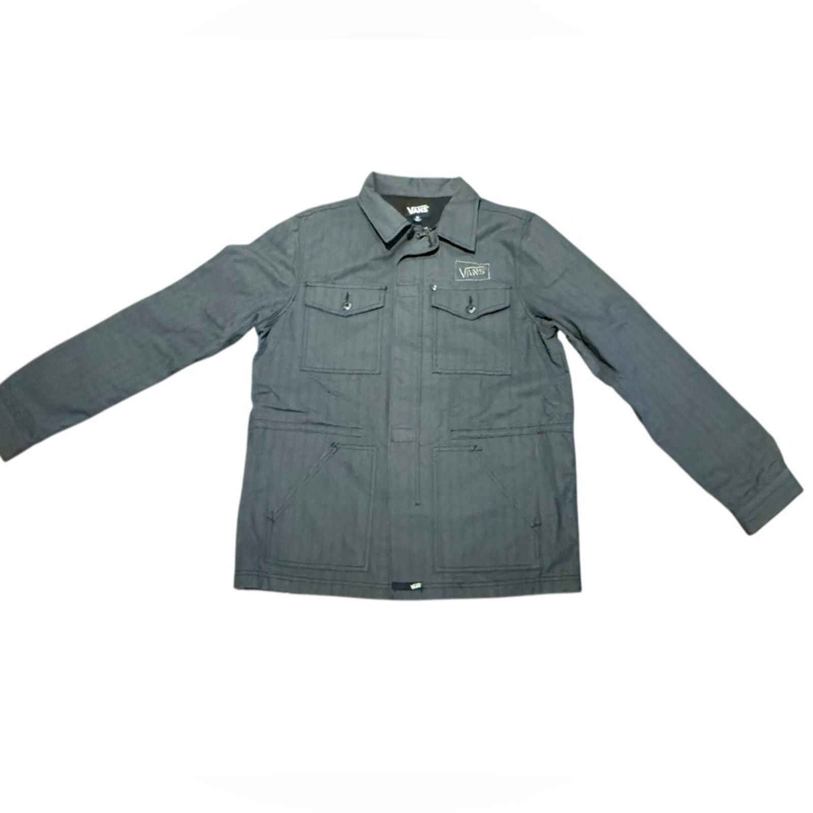 Vans Vans Size Medium Gray Herringbone Anorak Style Zip Jacket Size US M / EU 48-50 / 2 - 1 Thumbnail