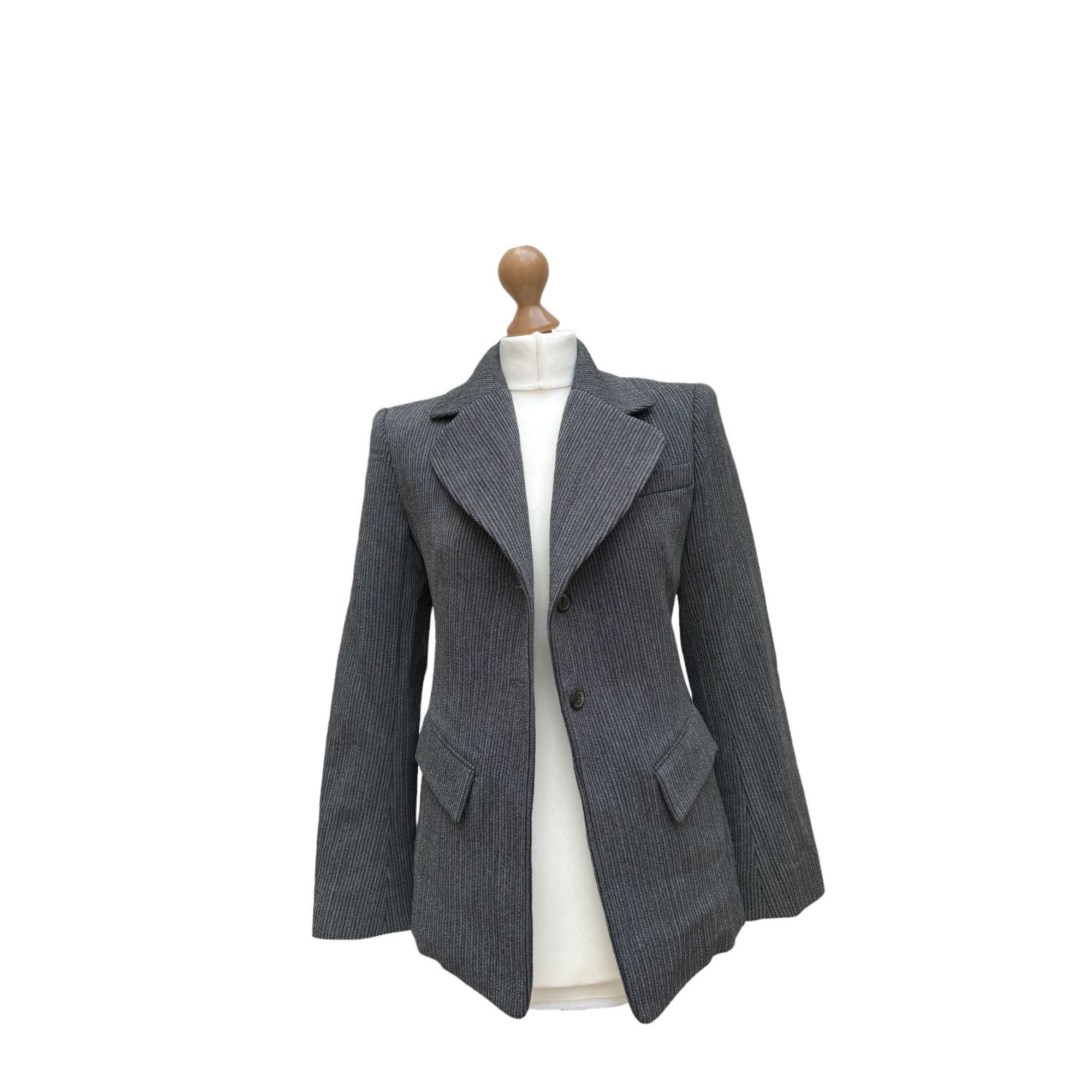 Image of Hermes Grey Wool Blazer Jacket, Women's (Size Small)