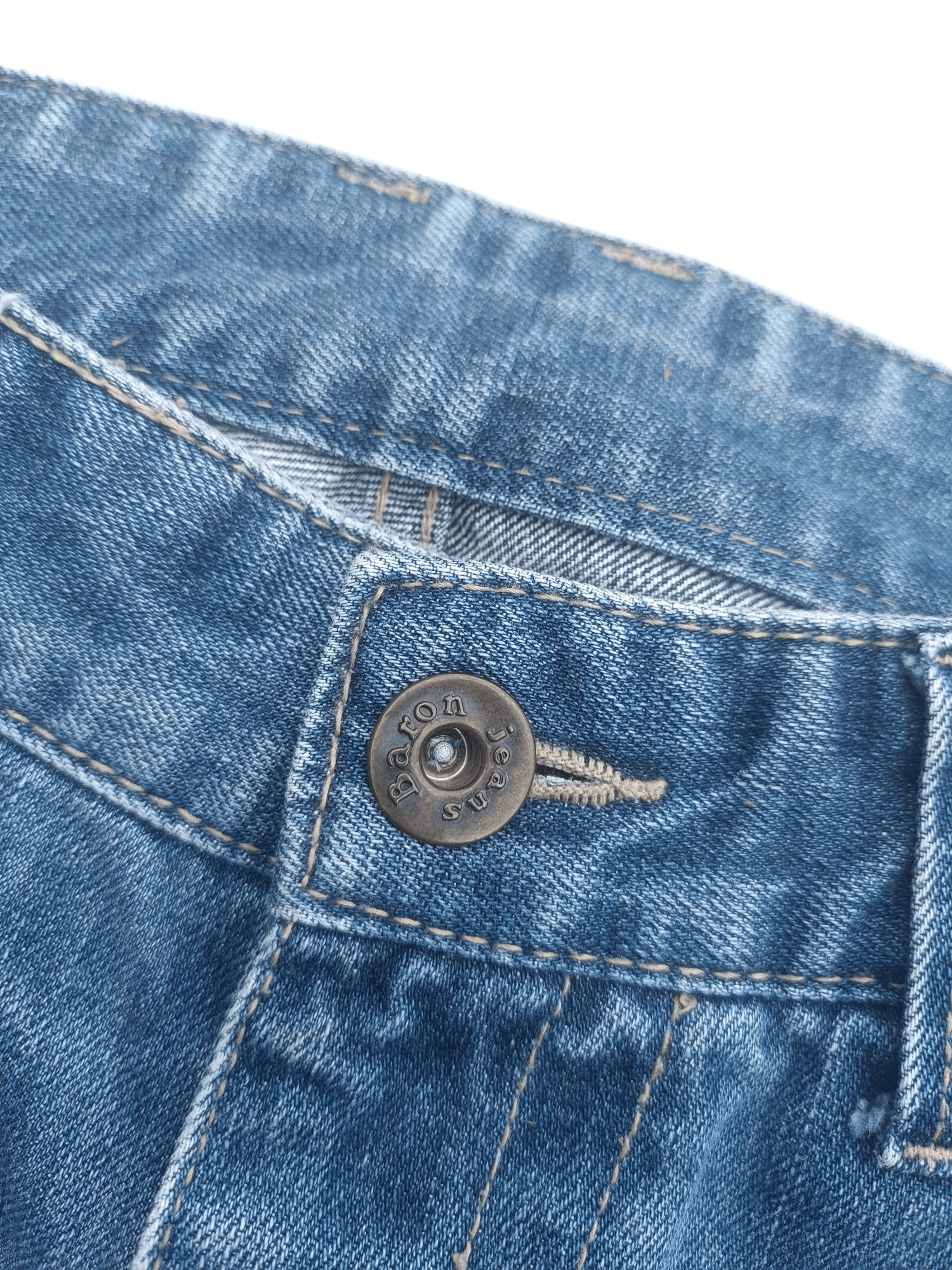Japanese Brand × Vintage VTG BARON Splash Distressed Whiskers Faded Denim E195 Size US 34 / EU 50 - 9 Thumbnail