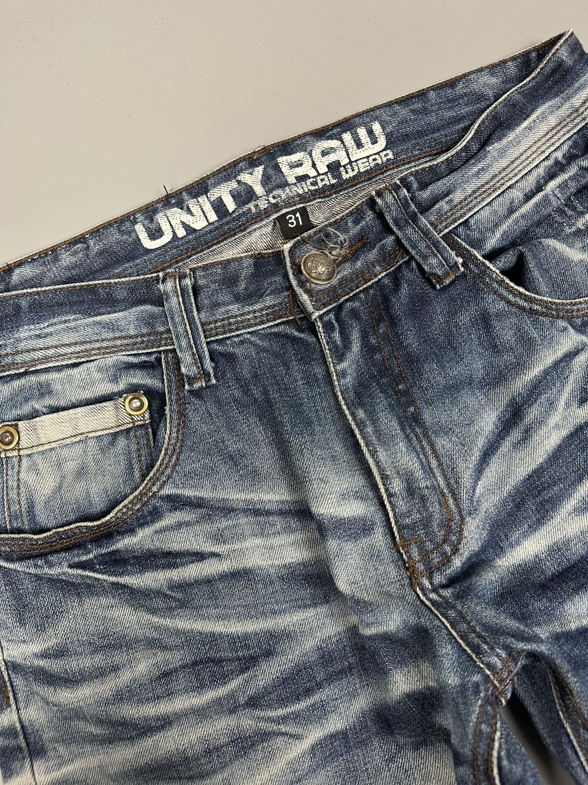 If Six Was Nine × Le Grande Bleu (L.G.B.) Distressed Unity Raw Whiskered Denim Size US 31 - 7 Thumbnail