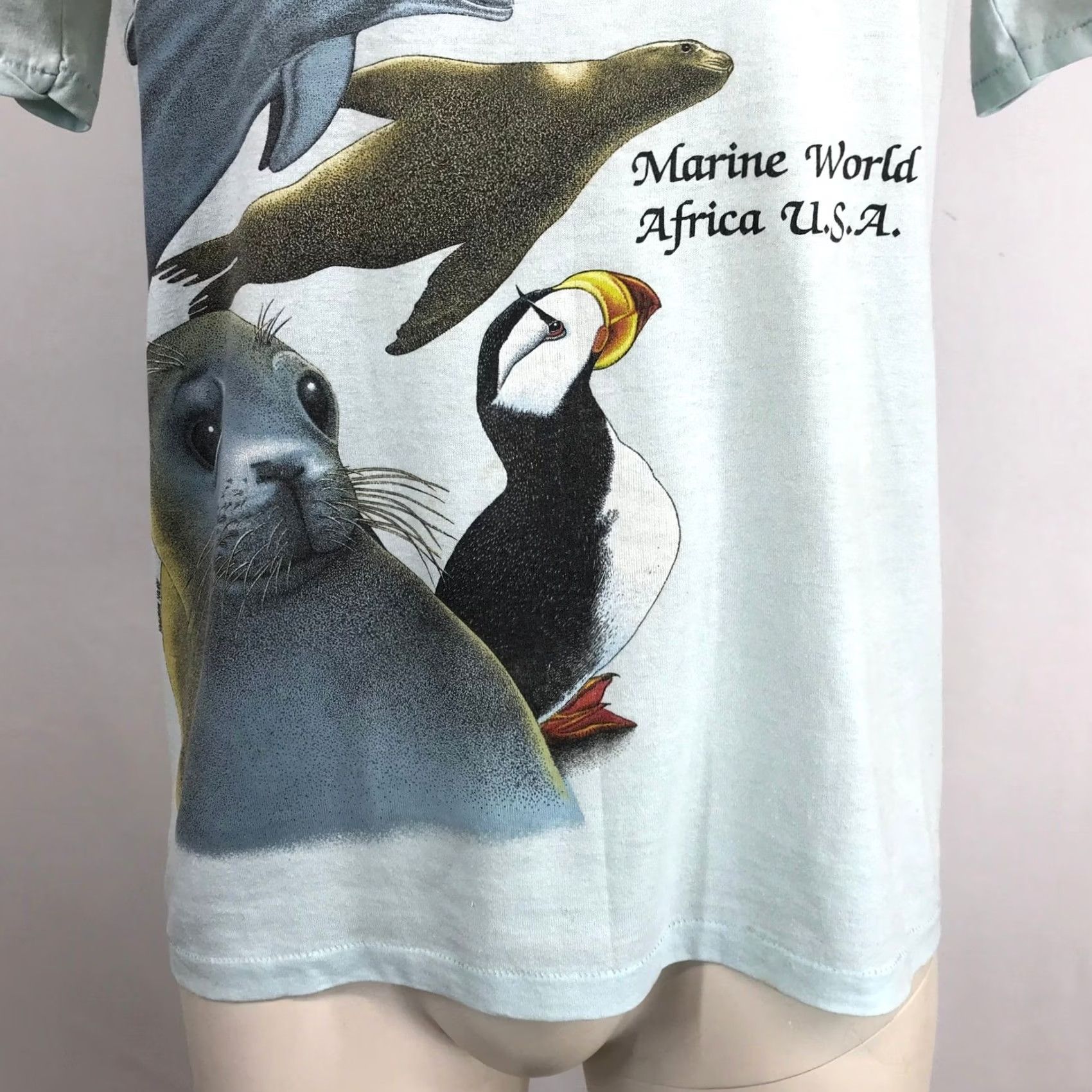 Vintage VINTAGE Marine World Africa U.S.A. T-Shirt Women M Light Blue Animal Graphic 80s Tee Size M / US 6-8 / IT 42-44 - 3 Thumbnail