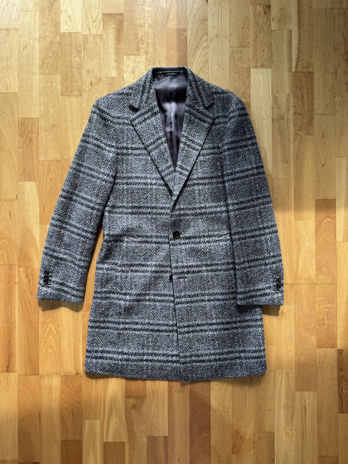 Suitsupply Suitsupply 38R Brown Check Topcoat Wool Silk Lama Blend Size US M / EU 48-50 / 2 - 1 Thumbnail
