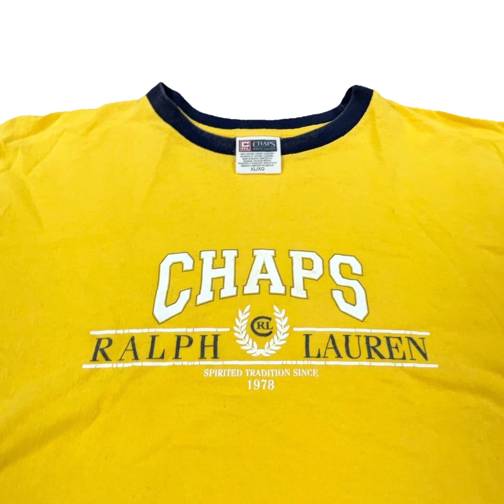 Chaps VINTAGE Chaps Shirt Men XL Yellow Blue Tee Spell Out Y2K Adult T * Size US XL / EU 56 / 4 - 3 Thumbnail