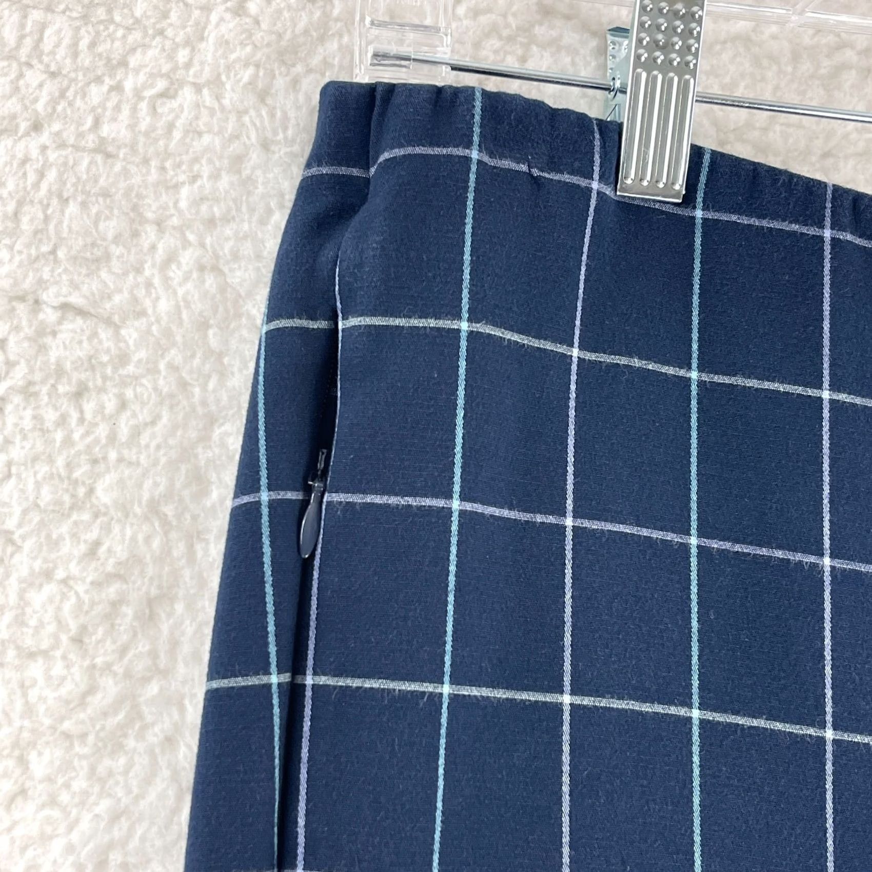 J. Jill J. Jill Blue Plaid Essential Cotton-Stretch Straight Pant Womens Mid-Rise Size 4 Size 27" / US 4 / IT 40 - 4 Thumbnail