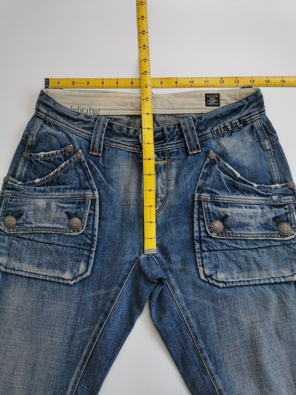 Kapital Bartack Work Dept Patch Pockets Distressed Denim Jeans Size US 29 - 11 Thumbnail