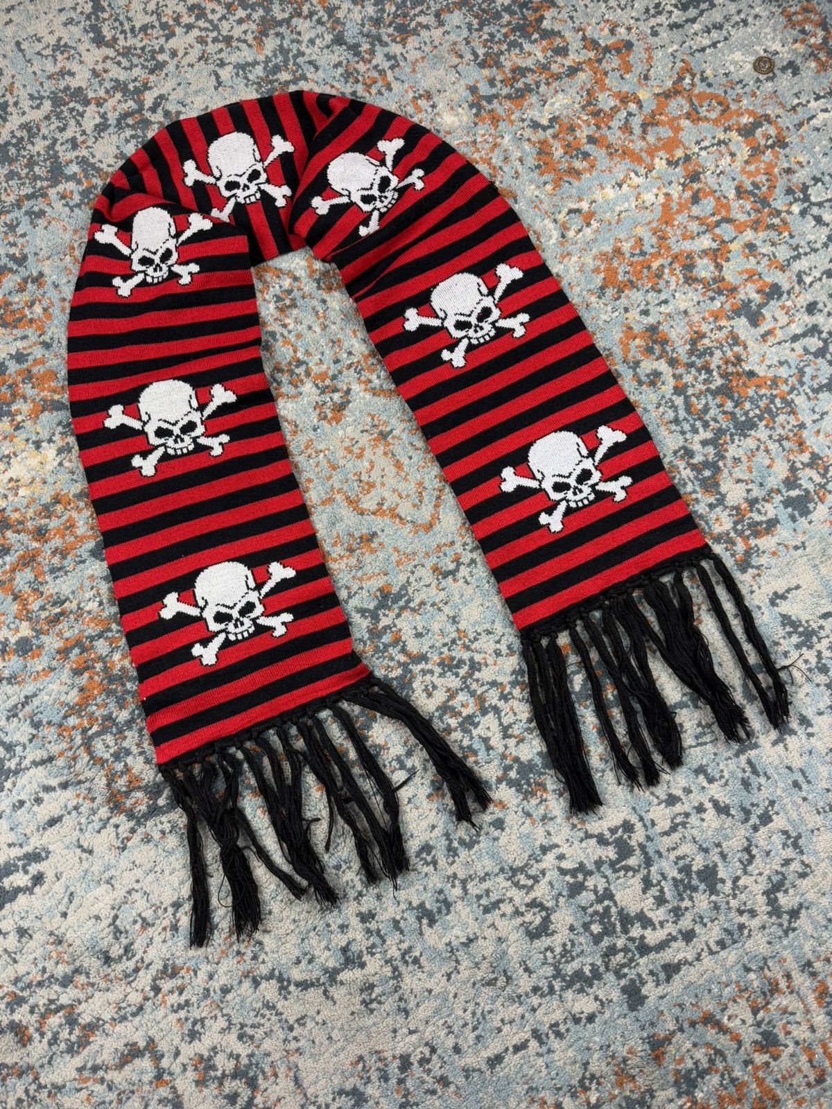 Japanese Brand × Vintage Vintage y2k striped skulls scarf Vivienne Westwood style Size ONE SIZE - 2 Thumbnail