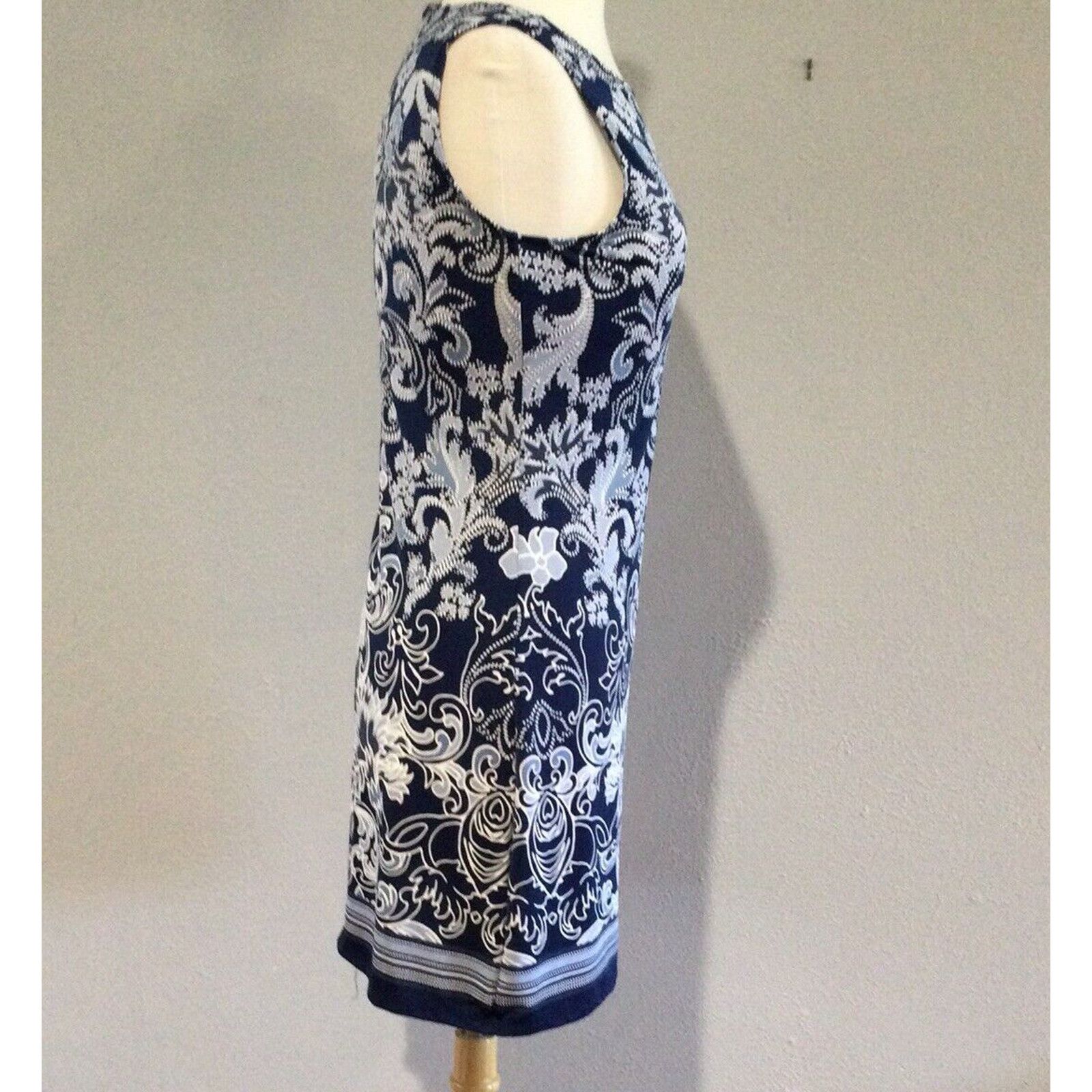 Other Haani Blue/White Graphic Print Sheath Dress Petite Small Size S / US 4 / IT 40 - 6 Thumbnail