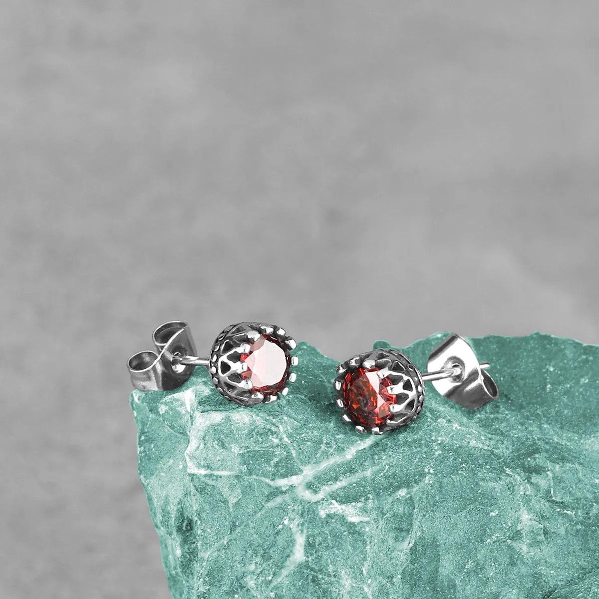 Jewelry Red Tiny Stud Earrings Charm Stainless Steel Earring Gift Size ONE SIZE - 2 Thumbnail