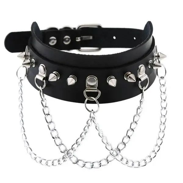 Japanese Brand Emo Choker With Spikes Size ONE SIZE - 3 Thumbnail