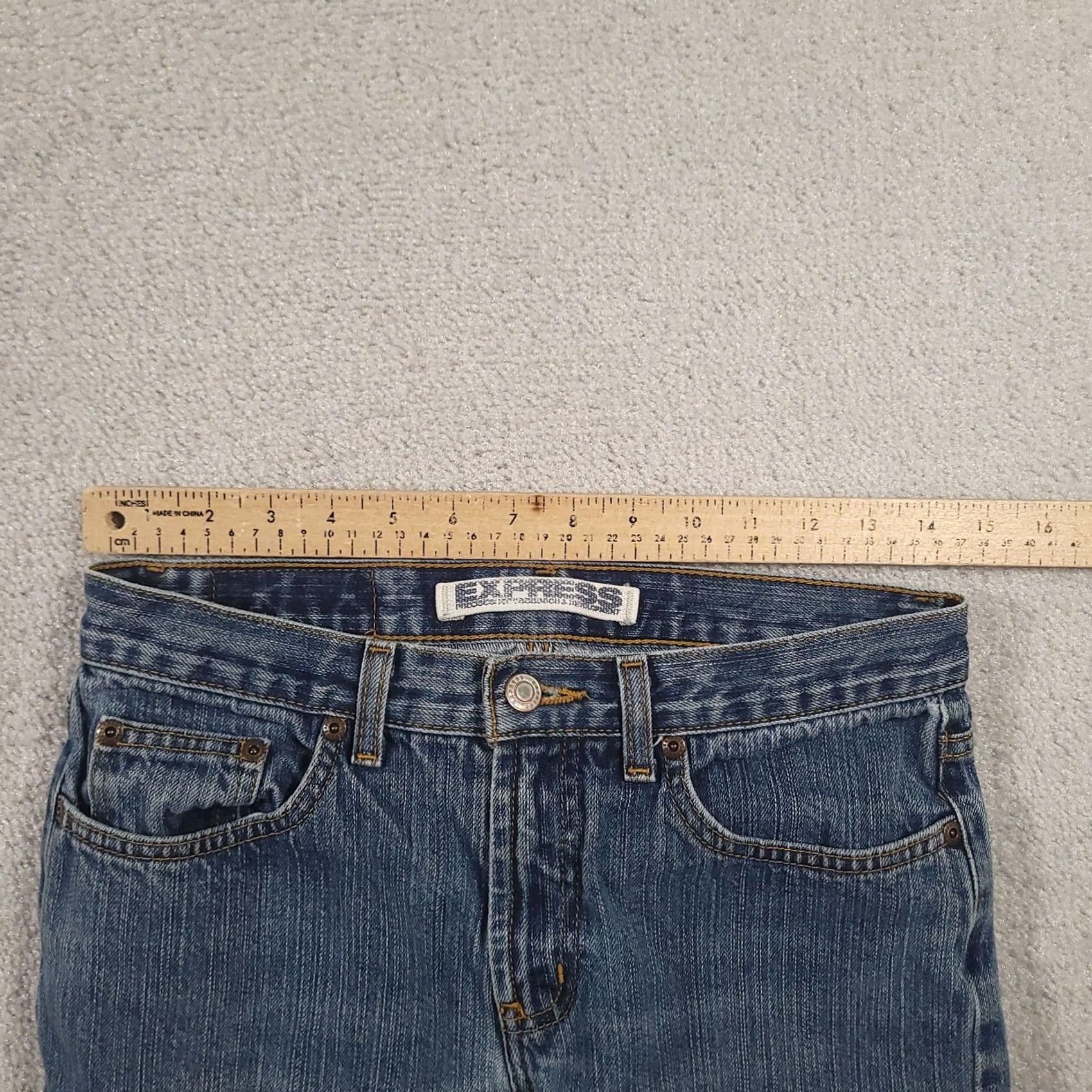 Express Express Jeans Womens 8 Blue Denim Bootcut Mid Rise Precision Fit R&D Patch Logo Shirt/Jeans Womens Medium Blue 90s/2000s Style Size 30" / US 8 / IT 44 - 7 Thumbnail