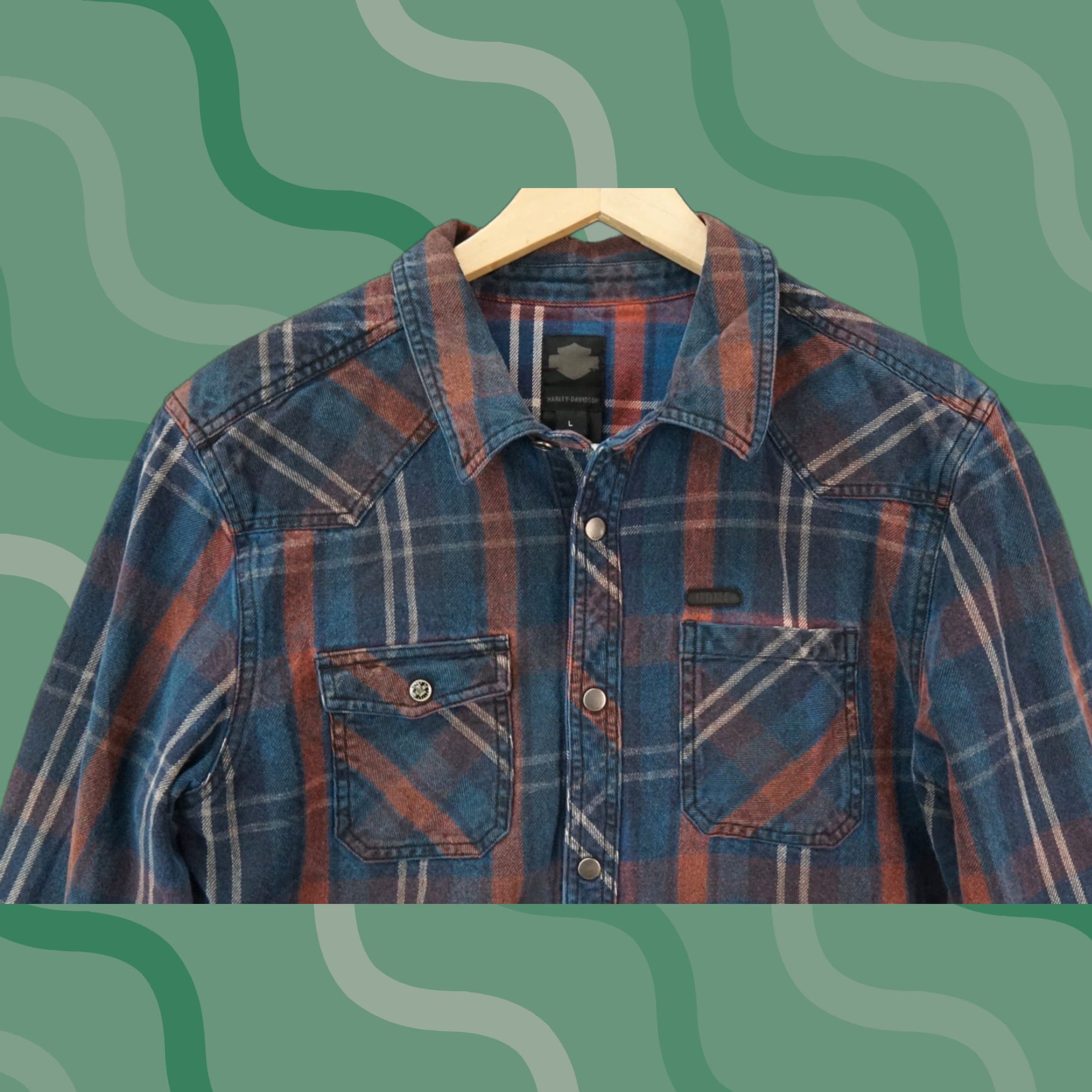 dresses at belk stores Shop Vintage Harley Davidson Embroidered Plaid Quilt Lined Denim Shirt