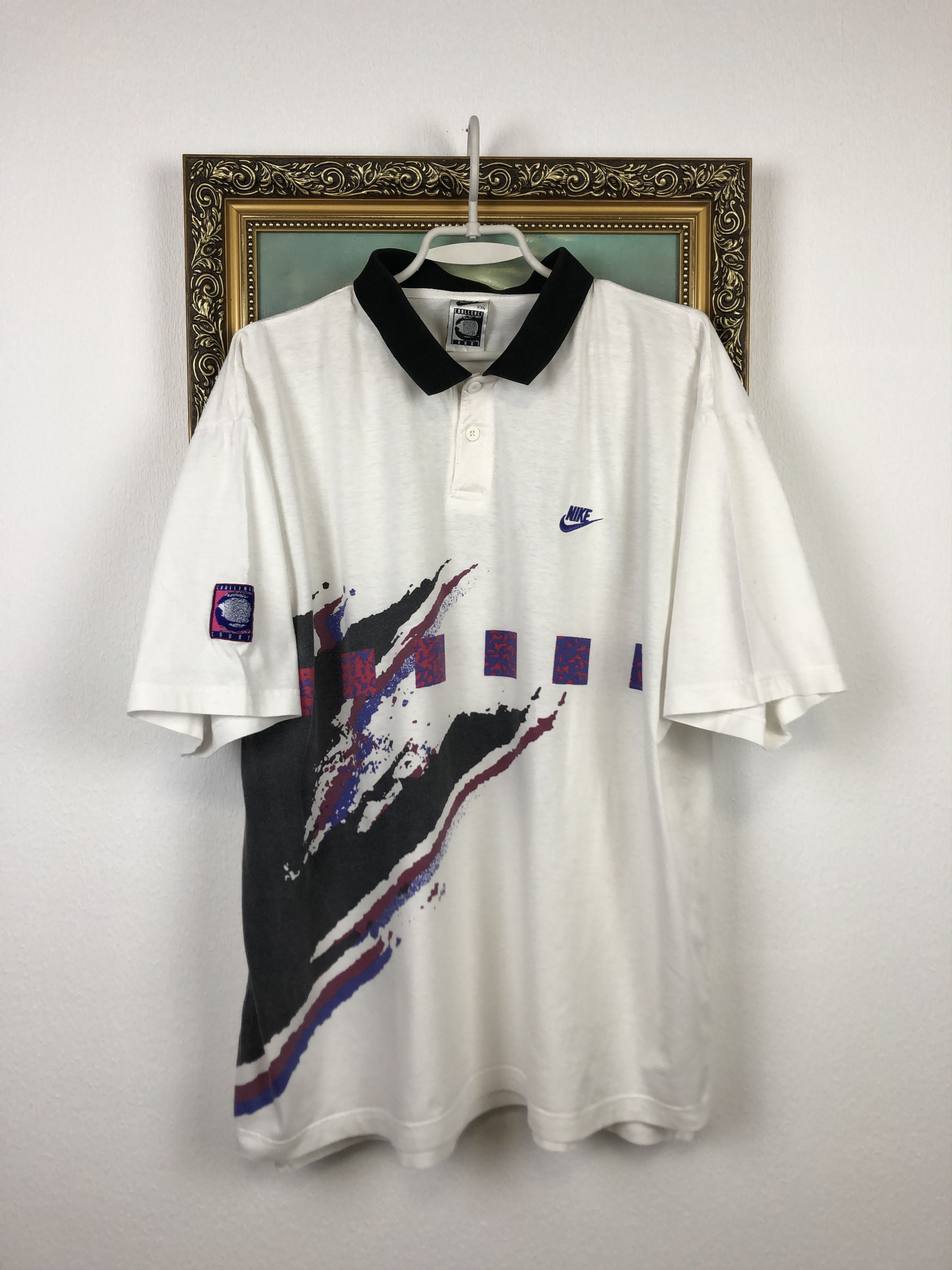 image of 90's Nike Court Andre Agassi Tee Shirt Hype in White, Men's (Size 2XL)
