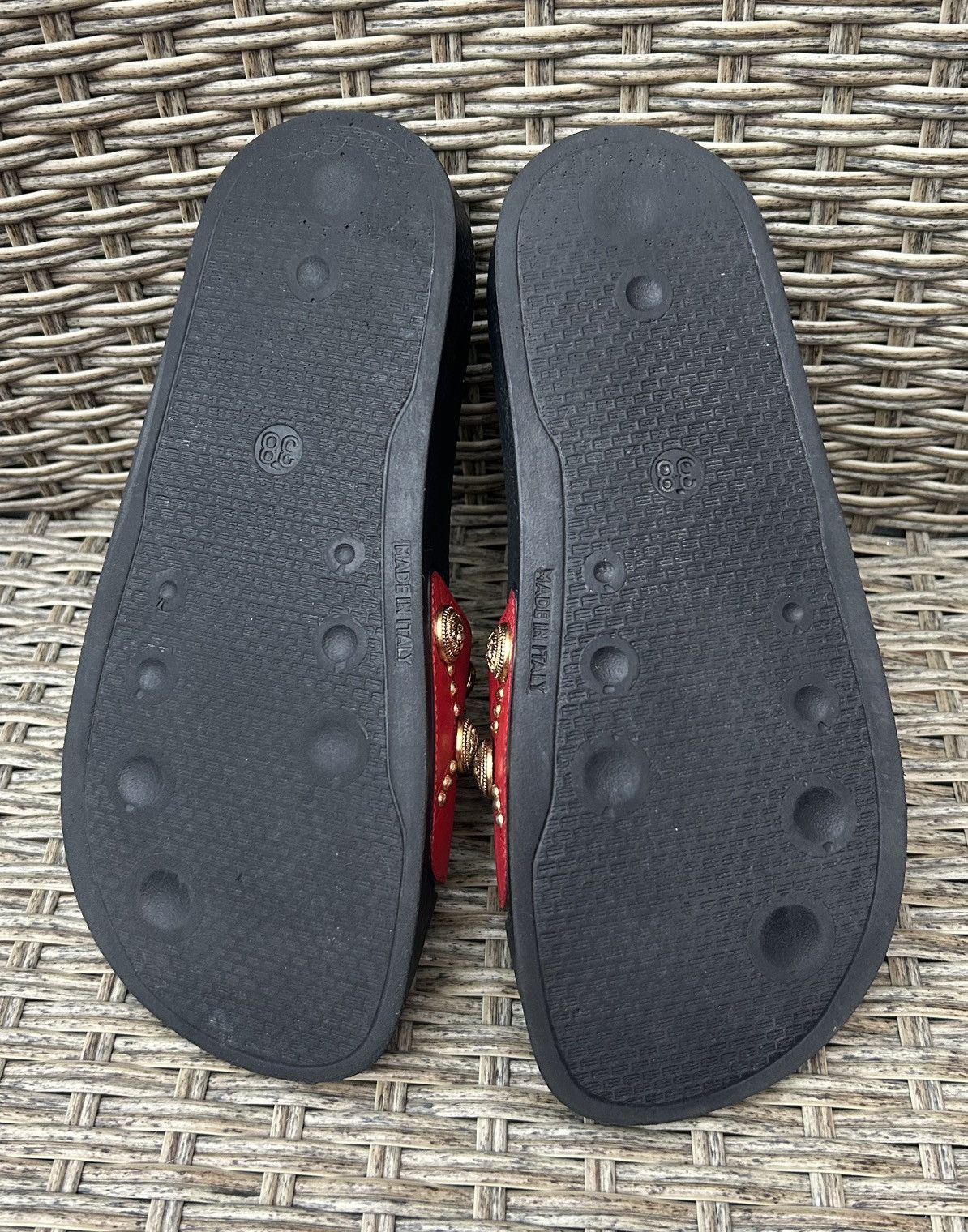 Balmain Balmain Paris Embellished Red Leather Slides Size 38 Size US 8 / IT 38 - 7 Thumbnail