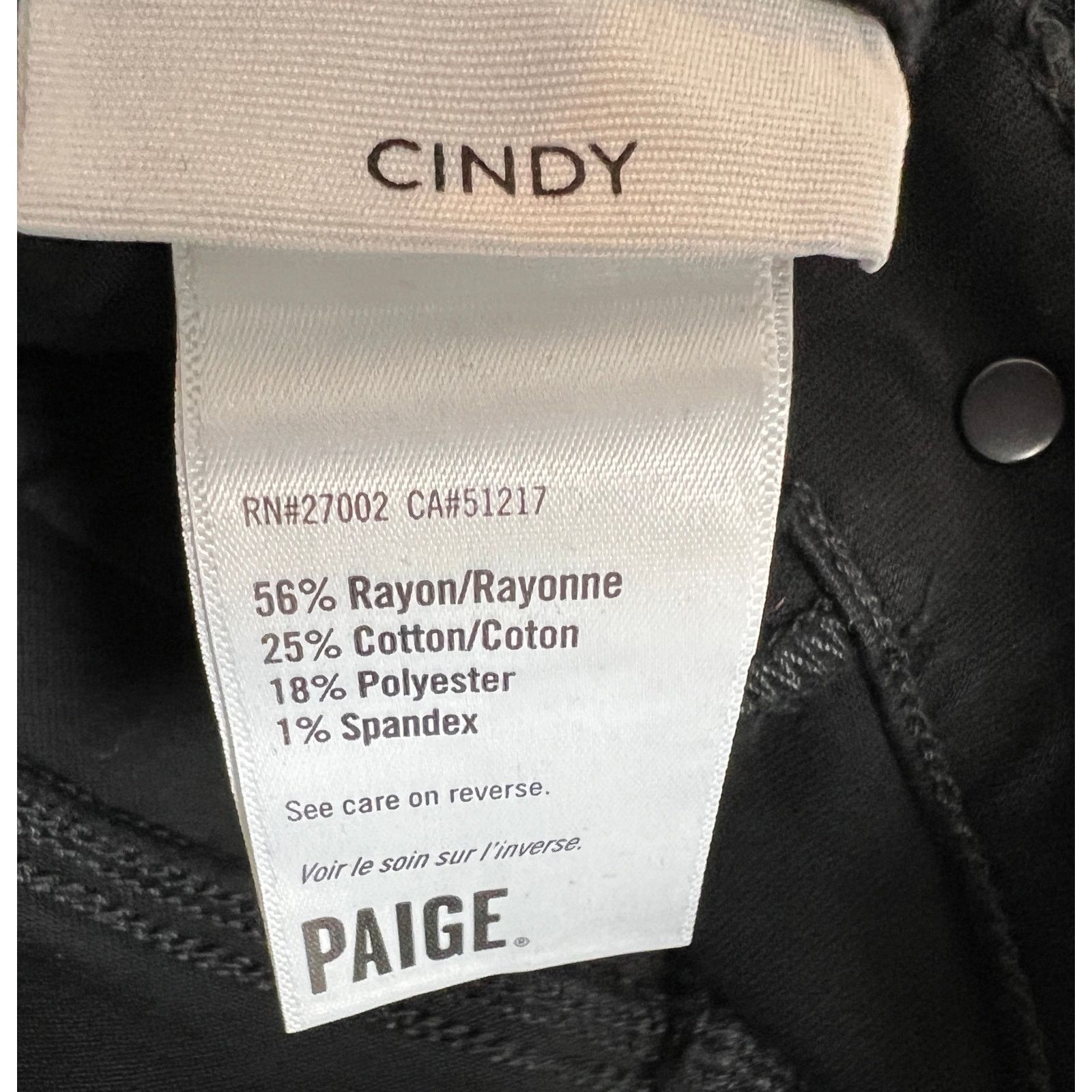 PAIGE Women's Cindy Luxe Coating Black Slim Straight Jeans