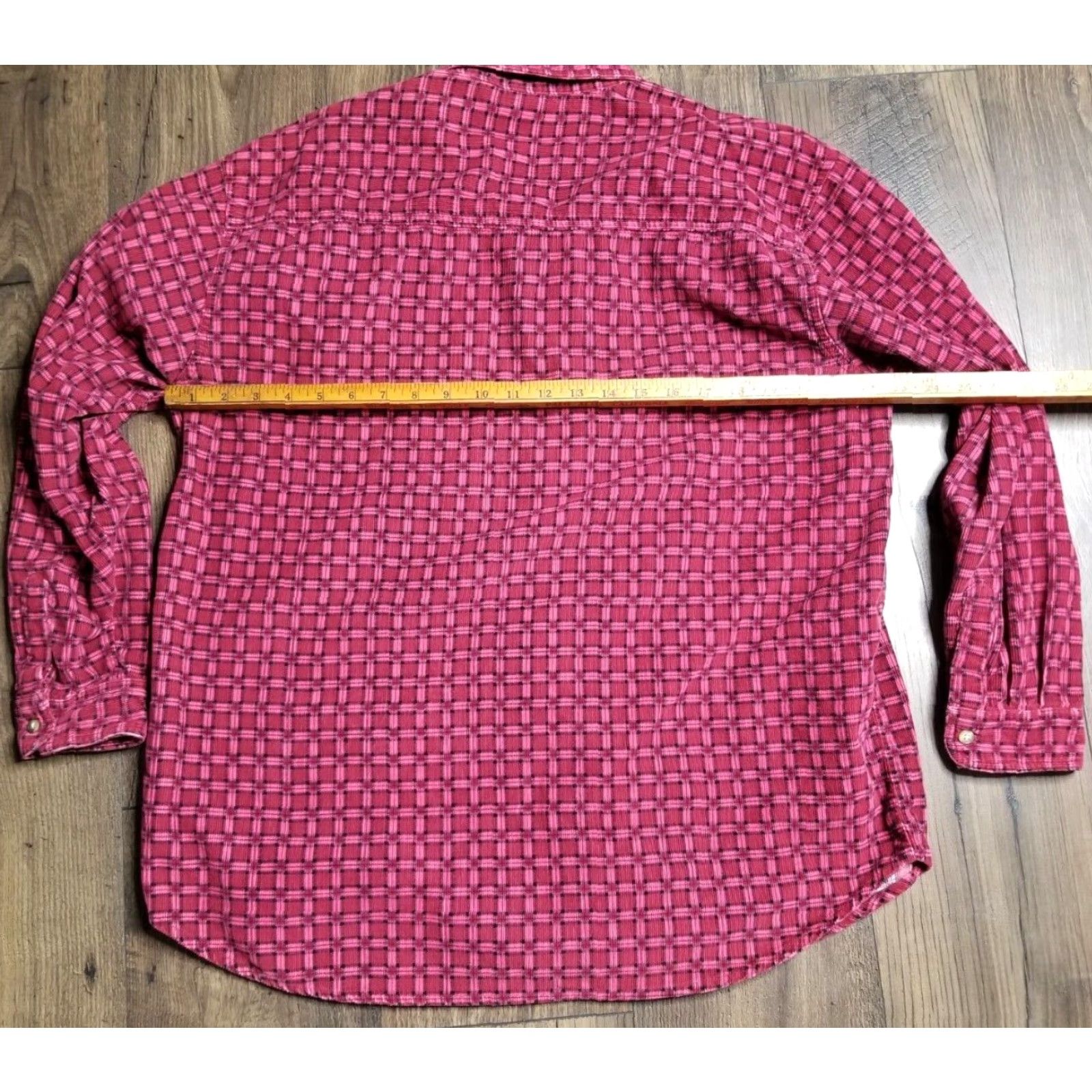 Mickey Unlimited VINTAGE Mickey Unlimited Disney Corduroy Autumn Leaves Embroidered Shirt L Red Plaid Button-Up Womens Size L / US 10 / IT 46 - 2 Thumbnail