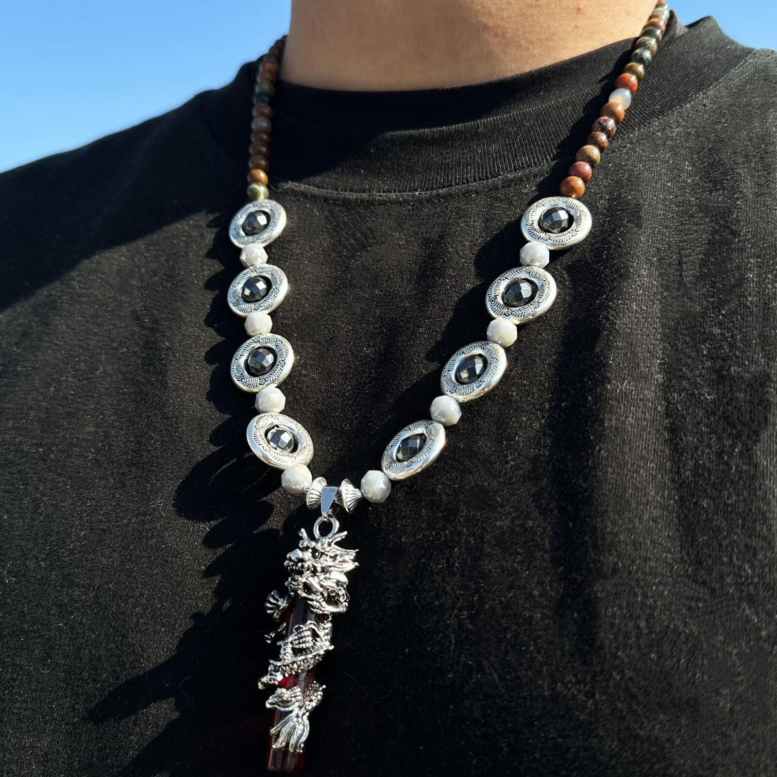Jewelry Dragon Bead Strand Necklace | Tibetan Vintage Mixed Material Size ONE SIZE - 1 Thumbnail