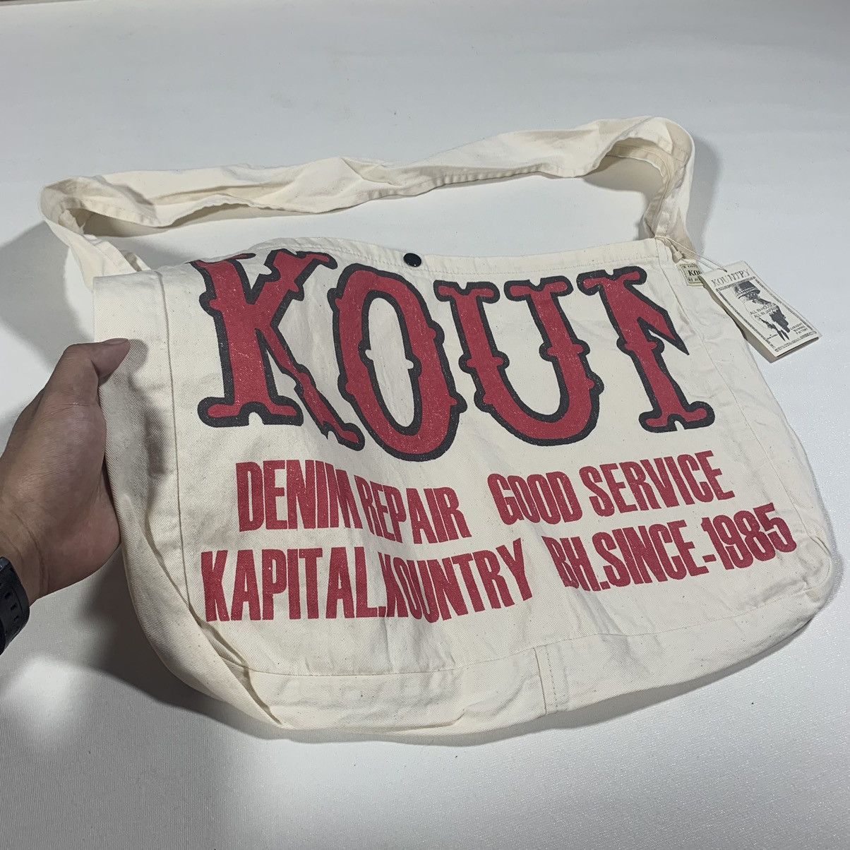 Kapital KAPITAL KOUNTRY FACTORY COTTON TWILL BOOK BAG ECRU Size ONE SIZE - 2 Thumbnail