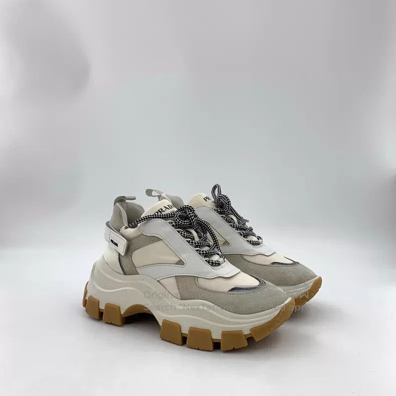 Prada Prada Colour-matched logo thick-soled lace-up casual shoes Size US 7 / IT 37 - 2 Thumbnail