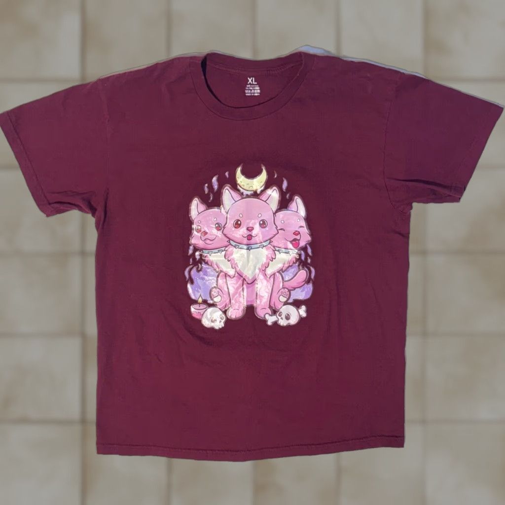 Vintage Kawaii T-Shirt Shirt Womens XL Red Casual Logo Anime Cerberus Crew Neck Short Sleeve Cotton Jersey Graphic Tee Size XL / US 12-14 / IT 48-50 - 1 Thumbnail