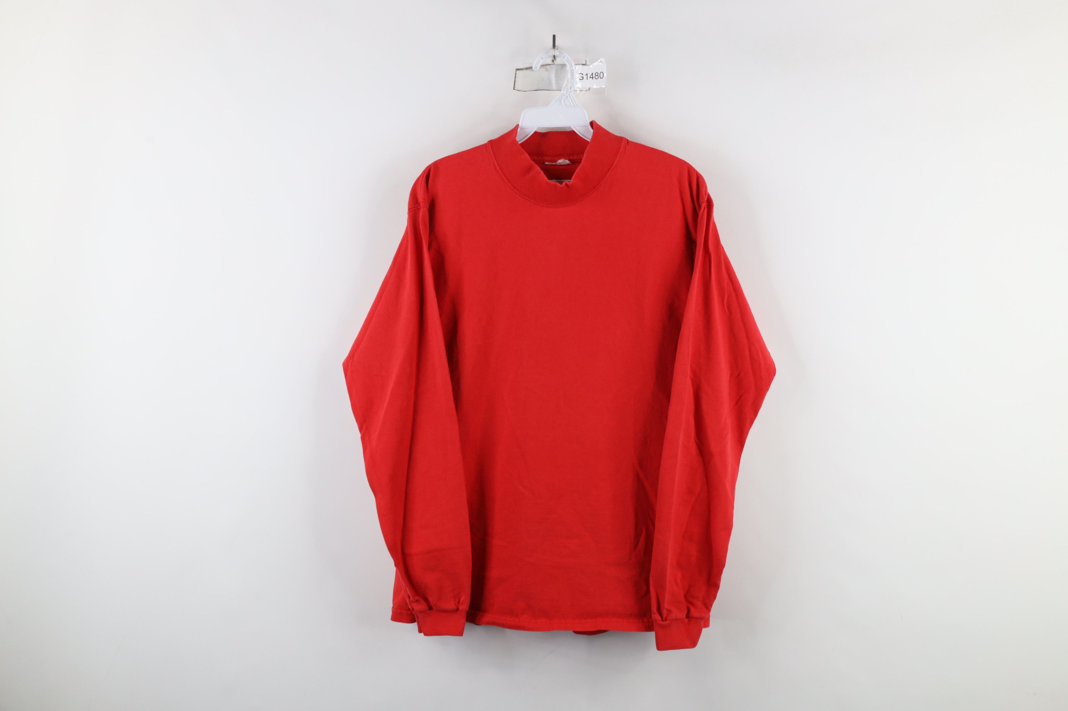 Vintage Vintage 90s Streetwear Mock Neck Long Sleeve T-Shirt Red Size US S / EU 44-46 / 1 - 1 Thumbnail