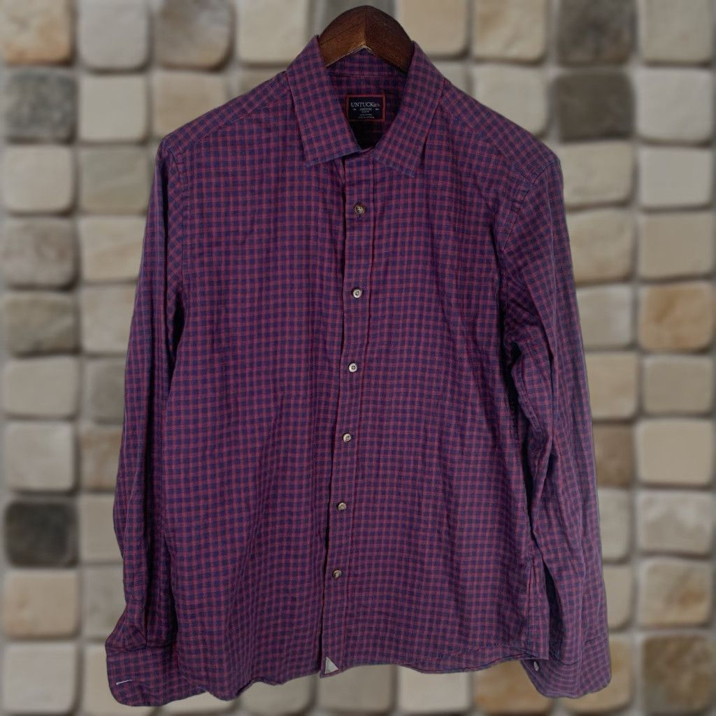 UNTUCKit UNTUCKit Shirt Mens M Slim Check Red Andretti Long Sleeve Button-Up Collared Classic Preppy Colorful Slimming Boy? Size US M / EU 48-50 / 2 - 1 Thumbnail