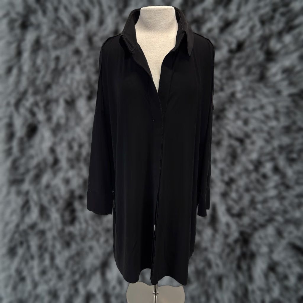 Norma Kamali Norma Kamali Box Shirt Dress Swim Cover Sz Large Women’s Black Draped Minimalist Shirt Dress Box Black Cover Draped Minimalist Women’s Large Sz Size L / US 10 / IT 46 - 1 Thumbnail