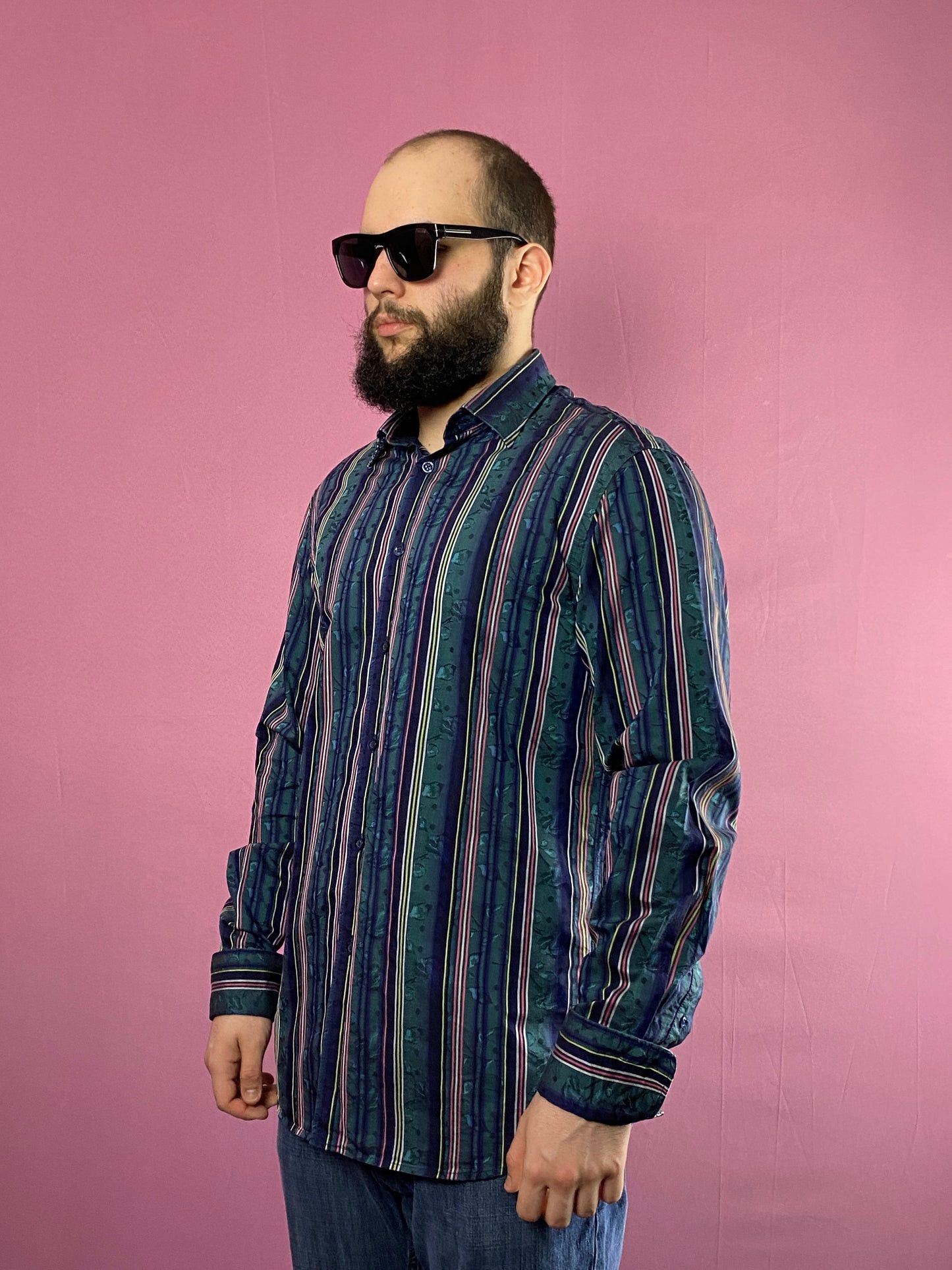 Kenzo × Vintage Kenzo Vintage Men's Striped French Cuff Dress Shirt - L Size US L / EU 52-54 / 3 - 1 Thumbnail