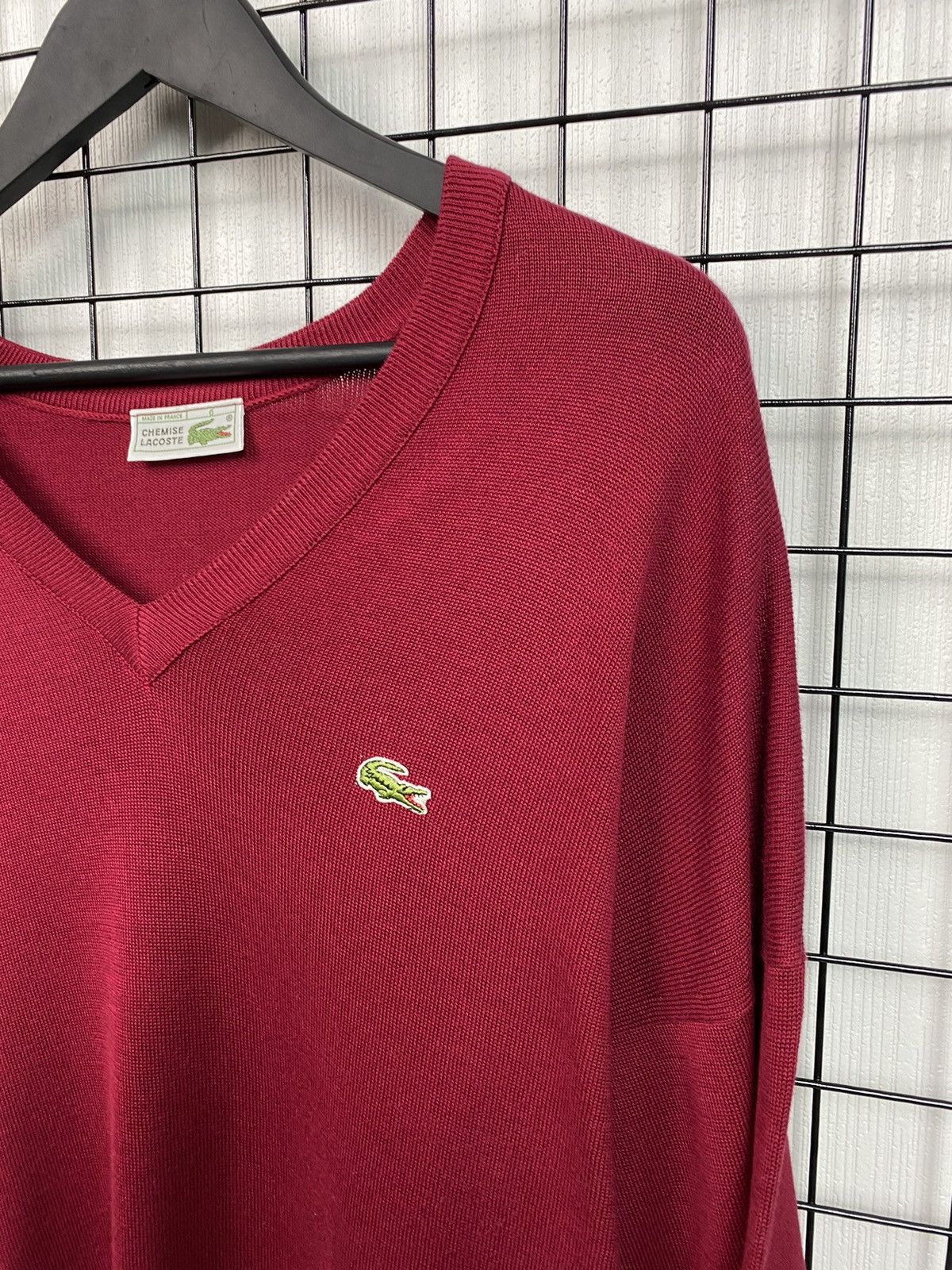 Lacoste × Vintage VINTAGE LACOSTE RED V-NECK SWEATER CHEMISE SIZE 6 MEN XL Size US XL / EU 56 / 4 - 3 Thumbnail