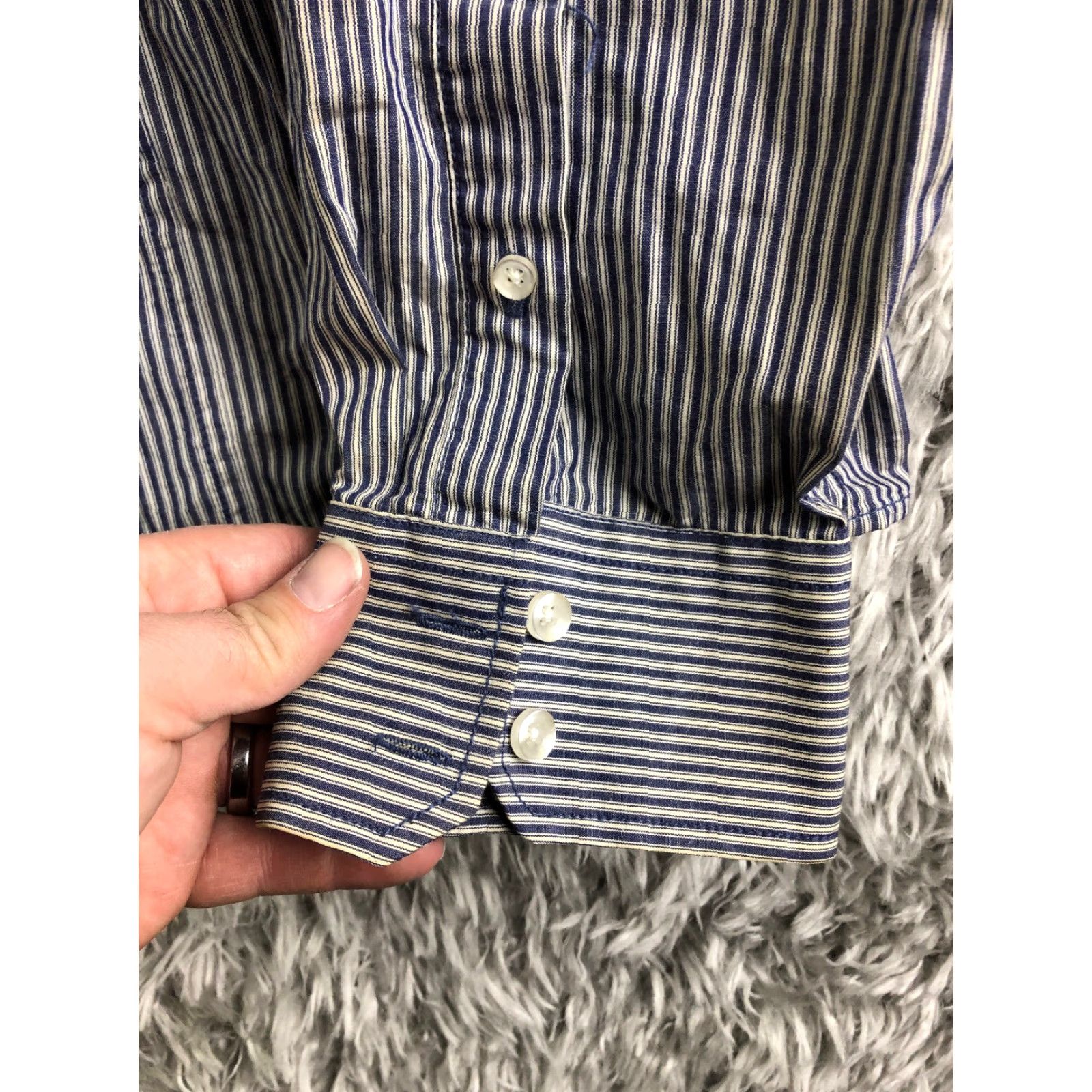 Vintage PRIVATE BLUE 1976 Shirt XXL Blue Striped Long Sleeve Spread Collar Shirt Mens Regular Size Blue Striped Casual 1976 Size US XXL / EU 58 / 5 - 3 Thumbnail