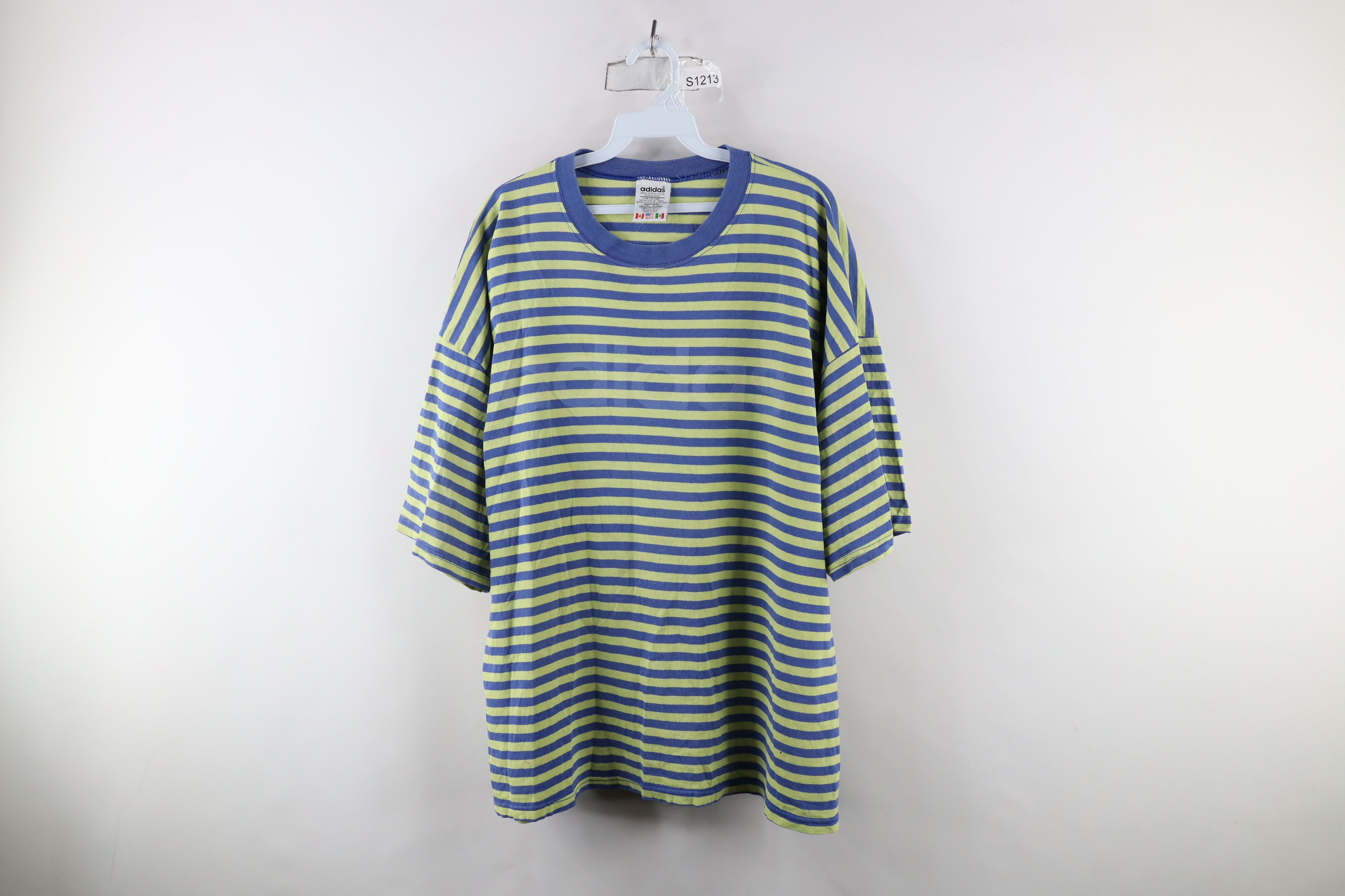 Adidas × Vintage Vintage 90s Adidas Out Striped Short Sleeve T-Shirt USA Size US L / EU 52-54 / 3 - 1 Thumbnail