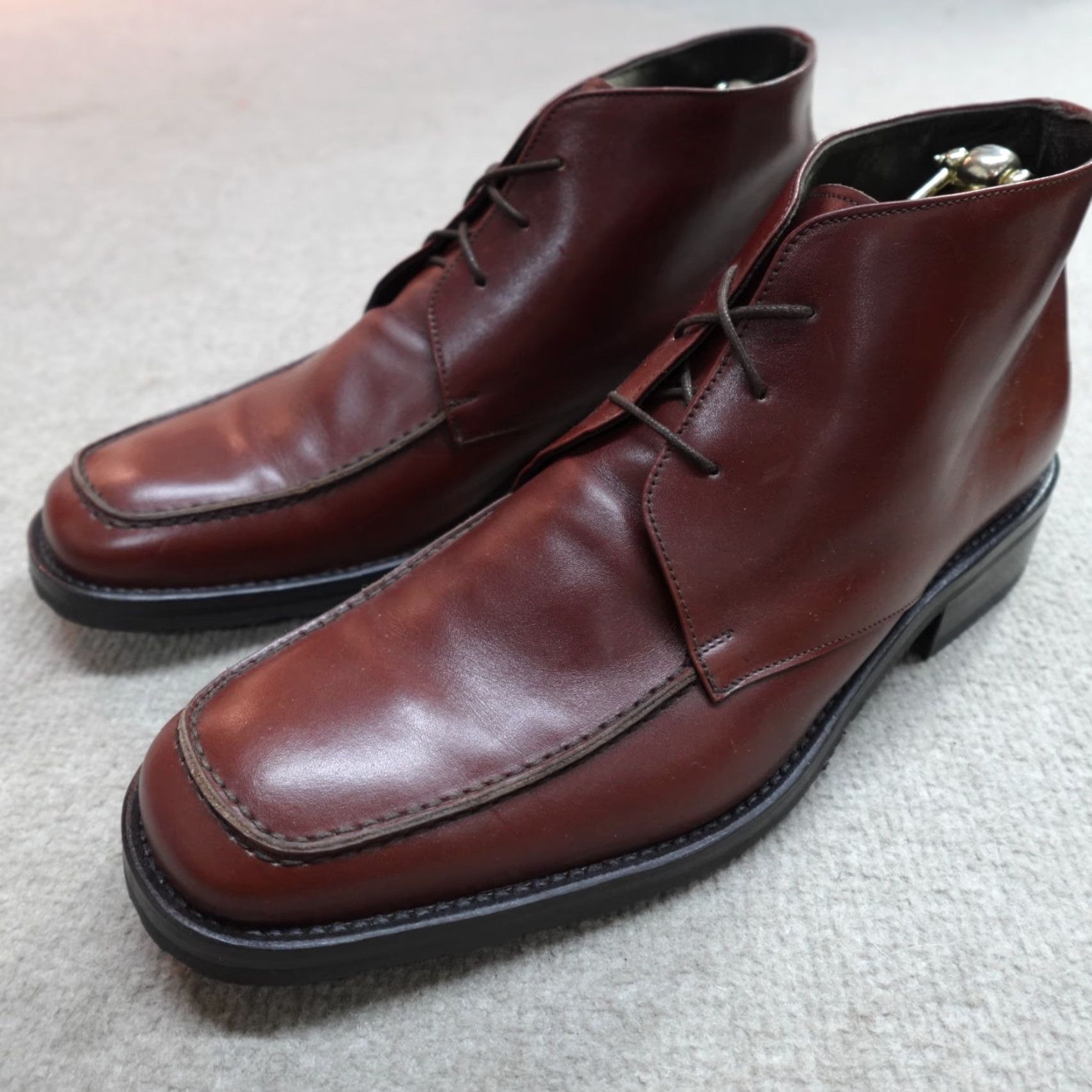 Vintage Barneys New York Boots Chelsea Chukka Leather Barneys New York Boots 13 Brown Red Apron Toe Ankle Square Toe Mens Barneys New York Boots Size US 13 / EU 46 - 2 Thumbnail