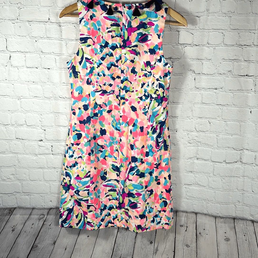 Lilly Pulitzer VINTAGE Lilly Pulitzer Cabrey Shift Dress MULTI PINA COLADA CLUB Pink Navy Size 4 Womens Midi Shift Dress 32" Length Size S / US 4 / IT 40 - 6 Thumbnail