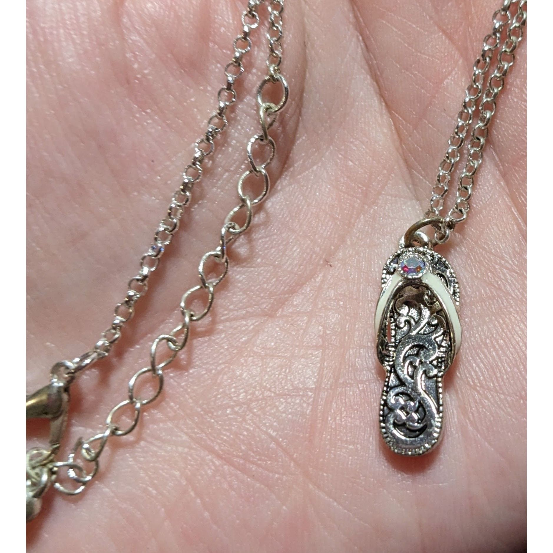 Other Silver Rhinestone Sandal Necklace Size ONE SIZE - 7 Thumbnail