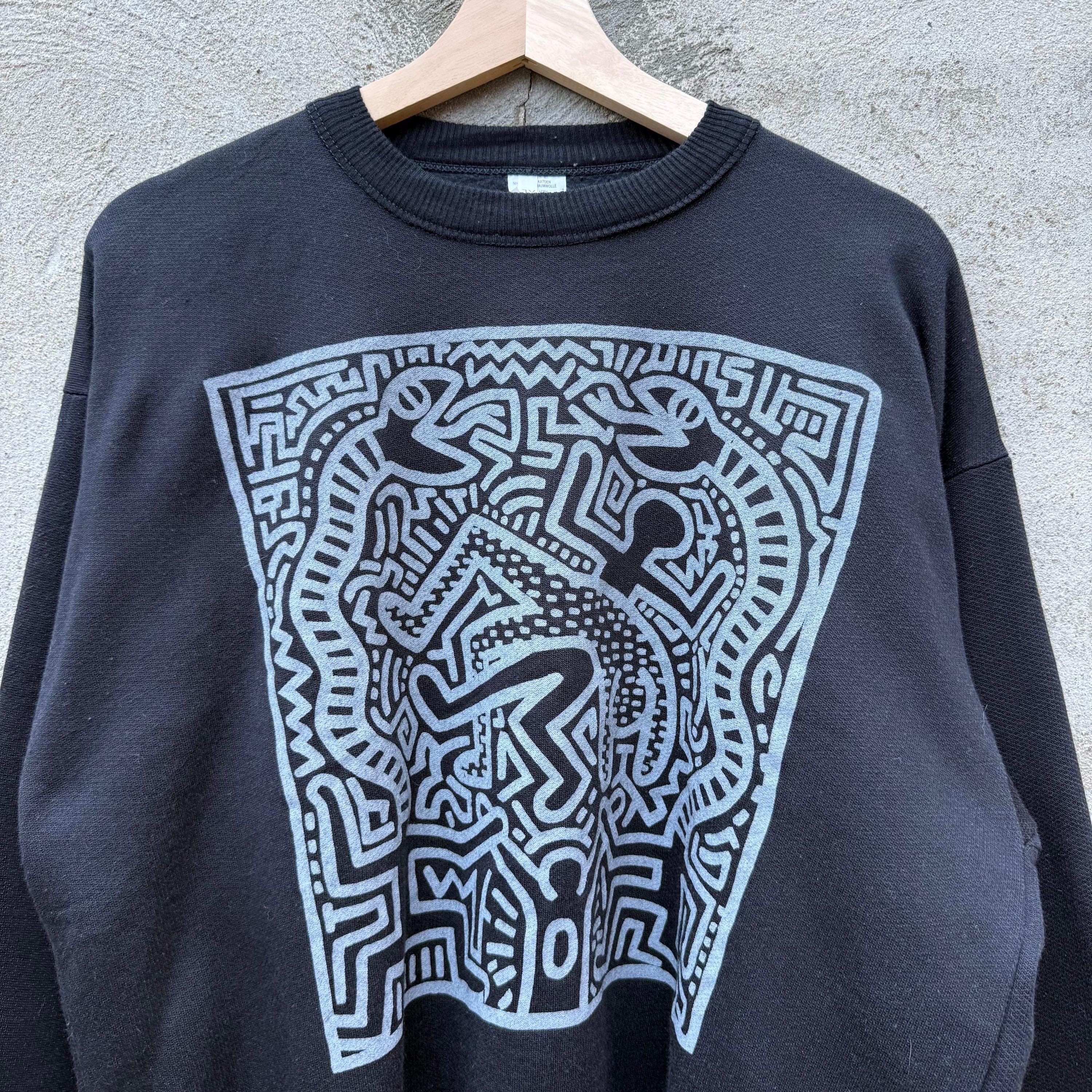 Vintage 90's Keith Haring Artwork Black Sweatshirt Crewneck Size US L / EU 52-54 / 3 - 3 Thumbnail