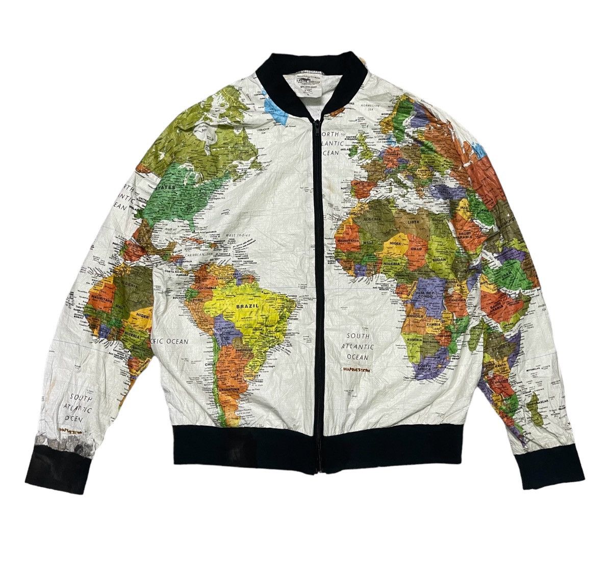 Nirvana VINTAGE 90s WORLD MAP JACKET KURT COBAIN BY LESLIE JORDAN Size US M / EU 48-50 / 2 - 3 Thumbnail