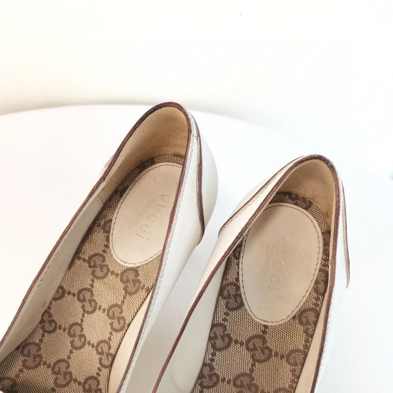 Gucci Gucci White Heels with Iconic Logo Detail - Size US 8 / IT 38 - 5 Thumbnail