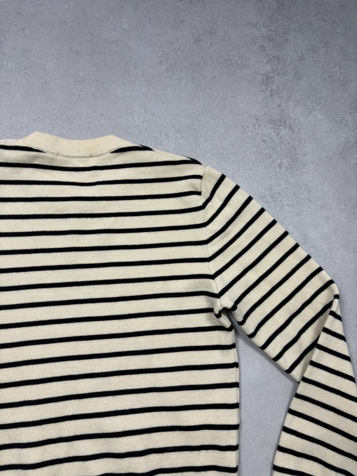 AMI AMI Merino Wool Striped Knit Sweater Button Shoulder Breton Size M / US 6-8 / IT 42-44 - 19 Thumbnail