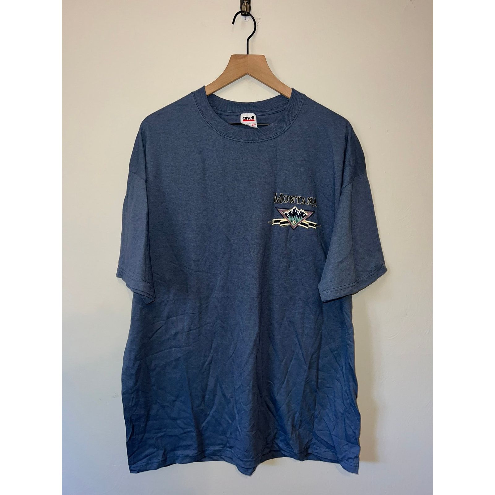 Anvil 90s Vintage MT Montana Mountain Blue Shirt VTG 1990s 2XL XXL Size US XXL / EU 58 / 5 - 1 Thumbnail