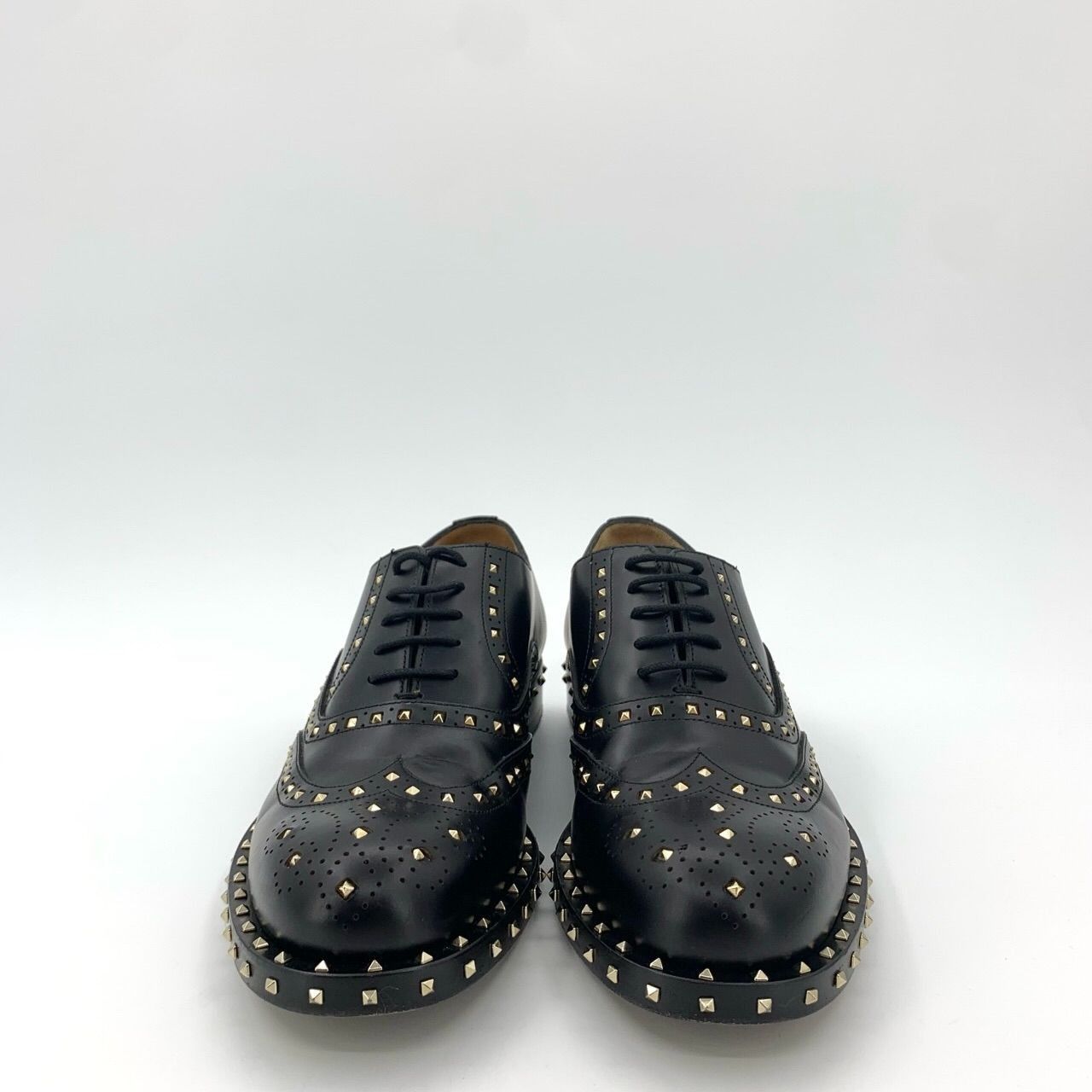 Valentino Valentino Black Leather Spike & Brogue Lace-Up Shoes, Size 4 Size US 7 / EU 40 - 8 Thumbnail