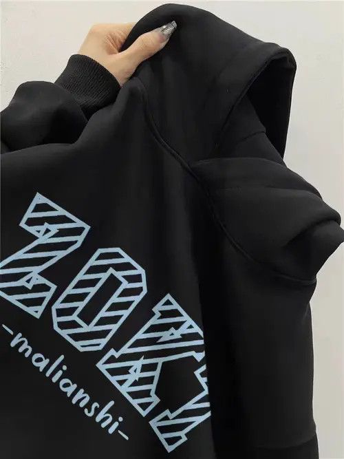 VIBE Vintage Hip Hop Letter Print Casual Hooded Sweatshirt Size US L / EU 52-54 / 3 - 2 Thumbnail