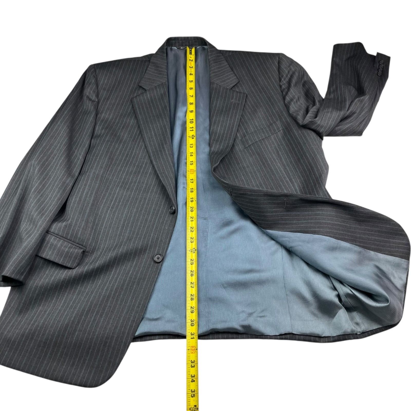 Jack Victor Jack Victor Men's Powell 100% Wool 2-Button Suit Gray Stripe Size 48R - 14 Thumbnail