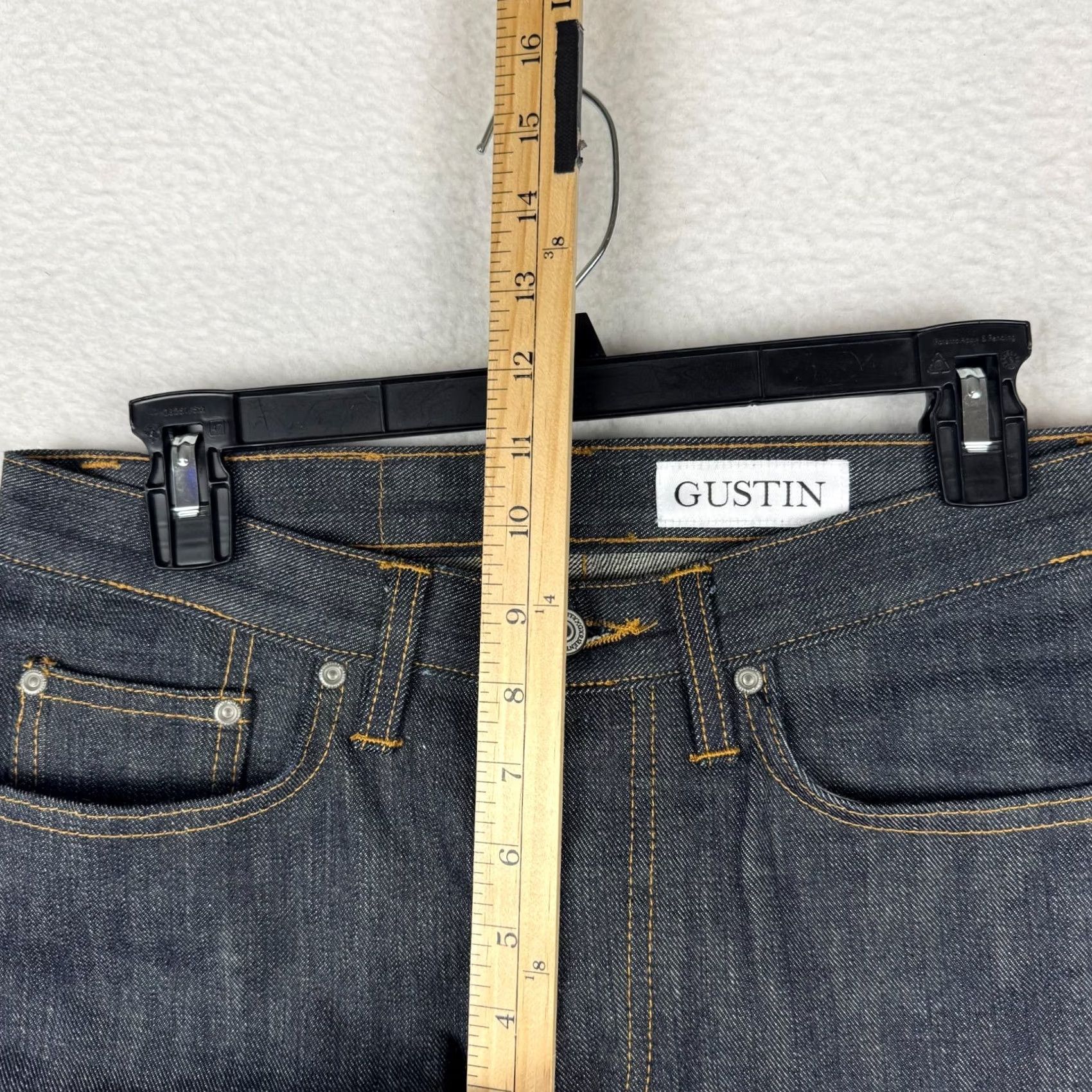 Gustin GUSTIN Jeans Slim 31 32 Inseam Button Fly Raw Hem Denim Cotton 5-Pocket Men Blue EUC Size US 31 - 7 Thumbnail