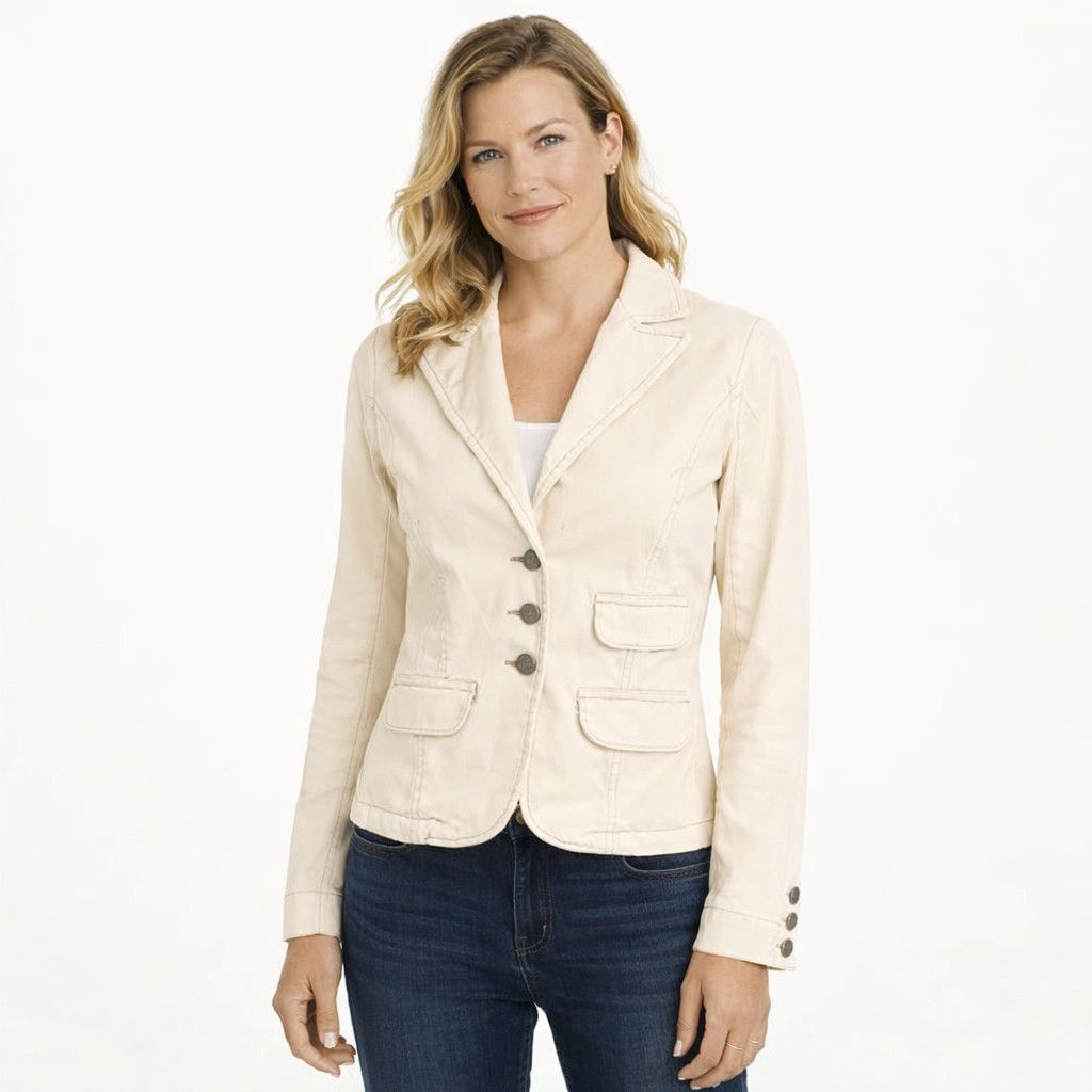 Calvin Klein Cream Corduroy Collared Button-Up Blazer Classic Preppy Size S / US 4 / IT 40 - 1 Thumbnail
