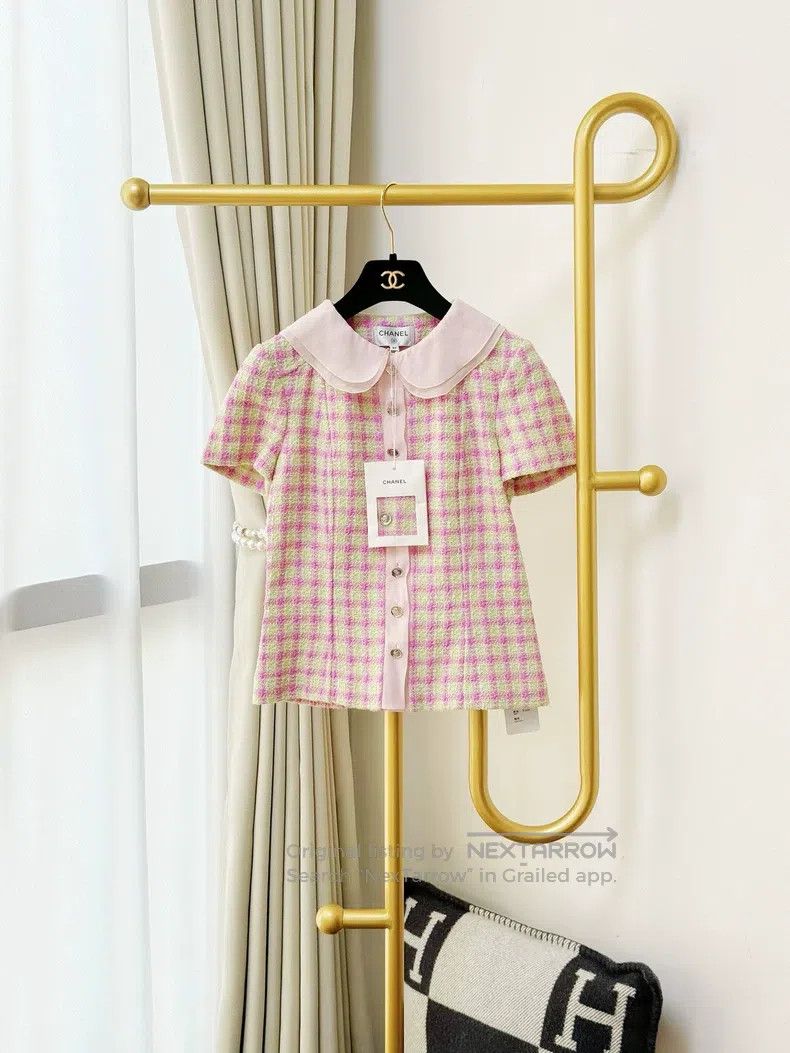 Chanel Chanel 25S series pink purple green plaid tweed doll colla Size XXS / US 00 / IT 34 - 1 Thumbnail