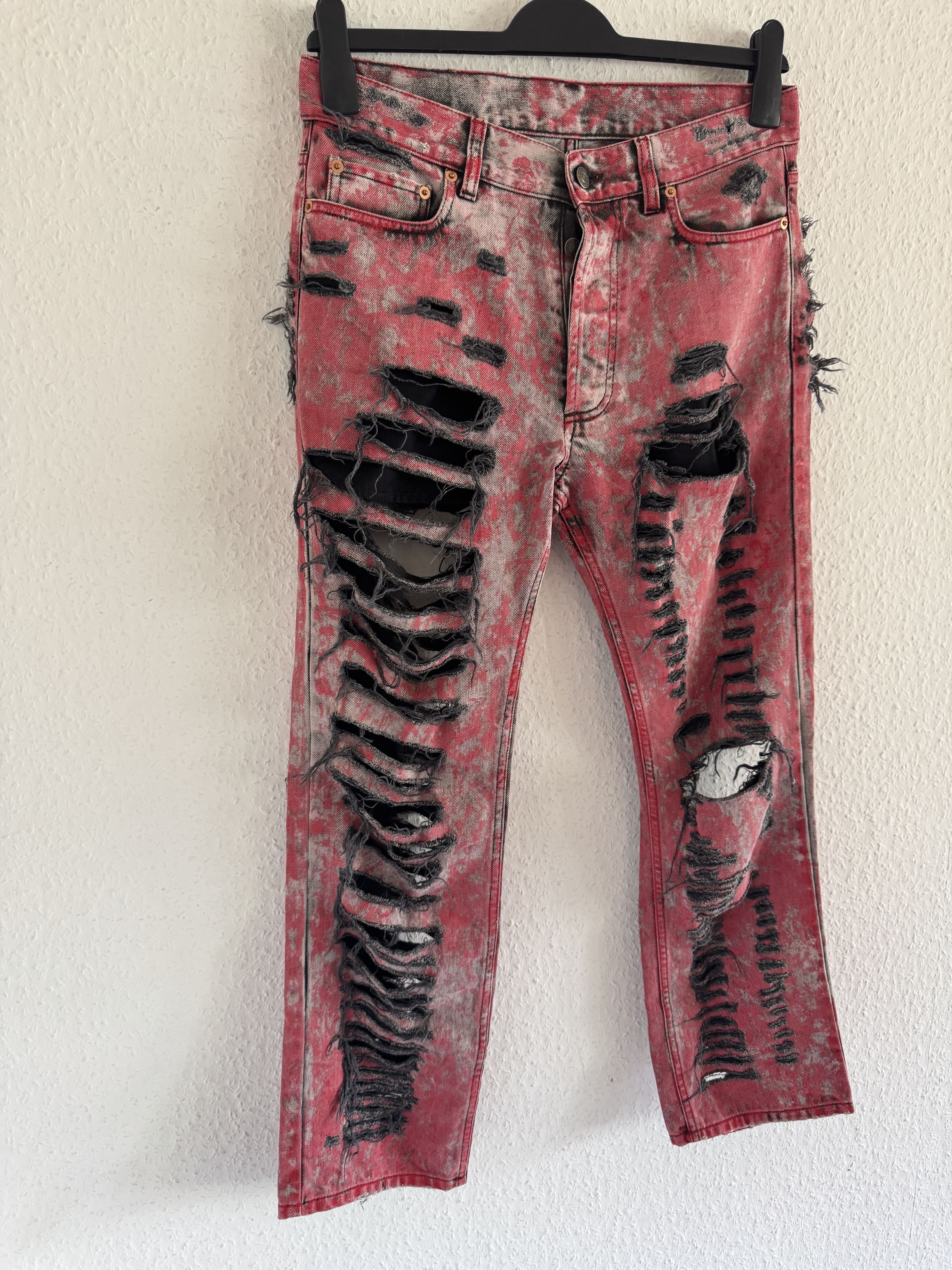 Gucci Distressed Red Destroyed Denim Pants Size US 32 / EU 48 - 4 Thumbnail